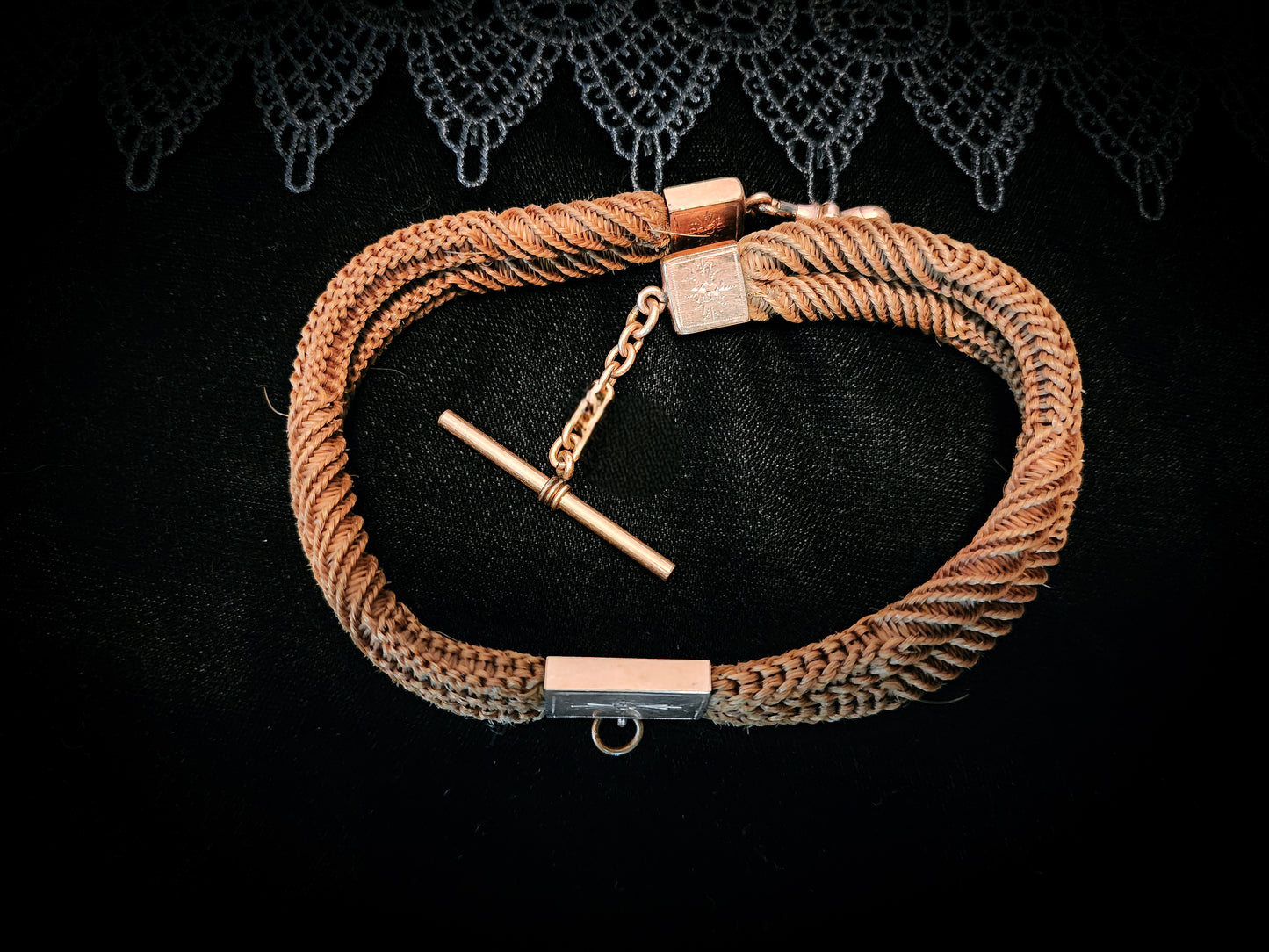 Antique Victorian Mourning Hair Watch Chain