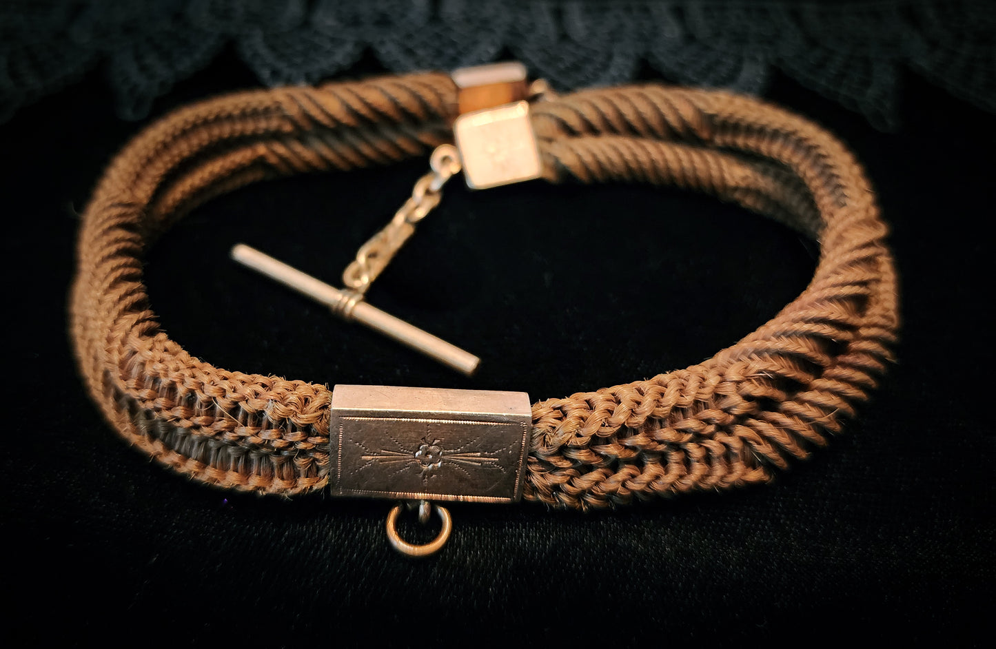 Antique Victorian Mourning Hair Watch Chain