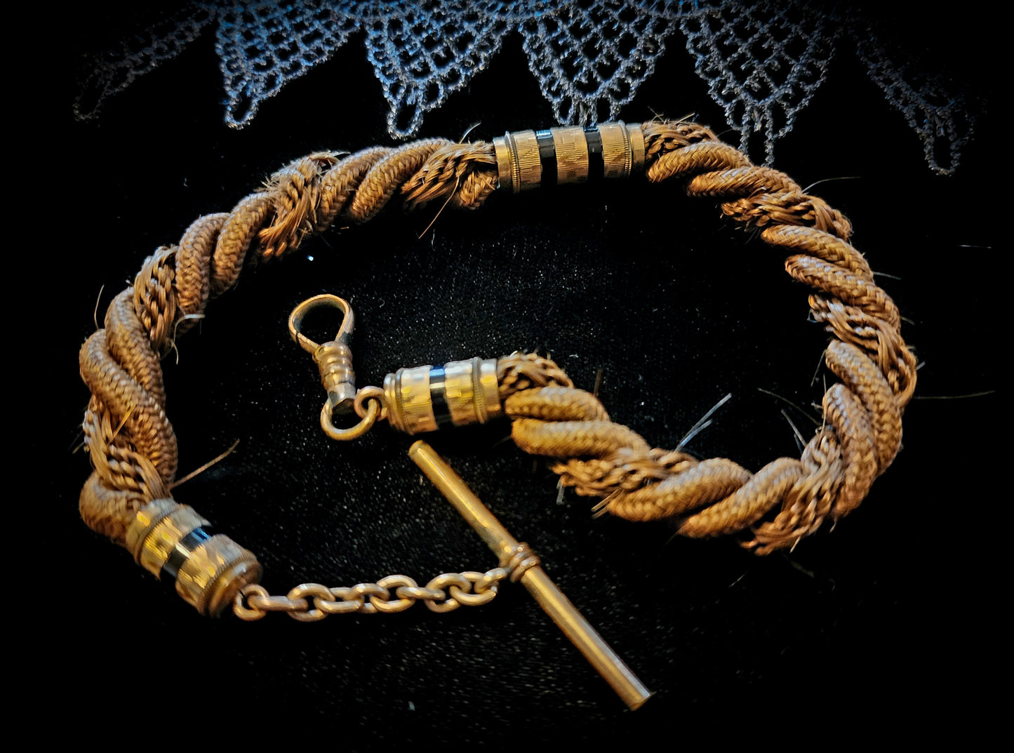 Antique Victorian Mourning Hair Watch Chain