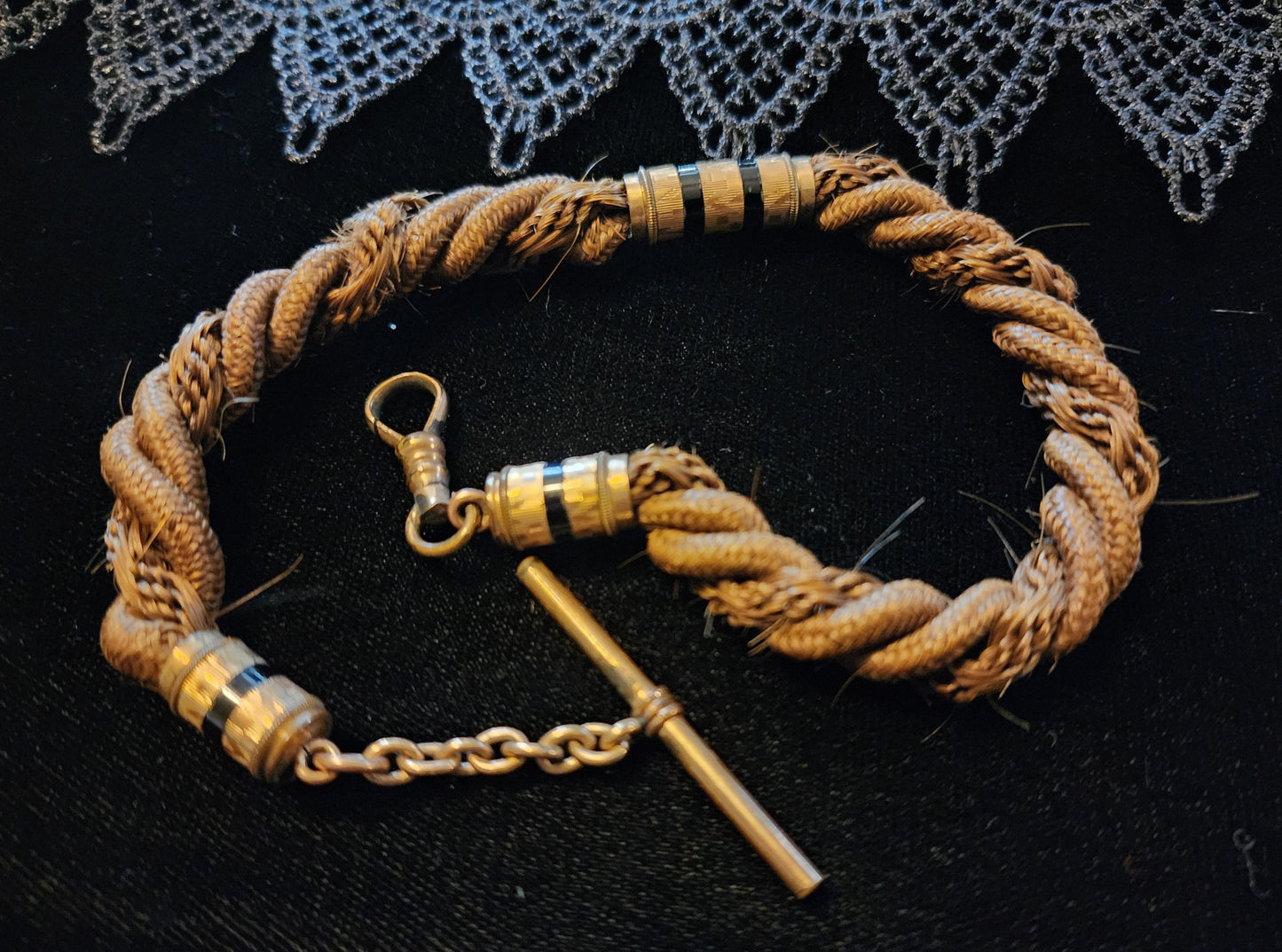Antique Victorian Mourning Hair Watch Chain