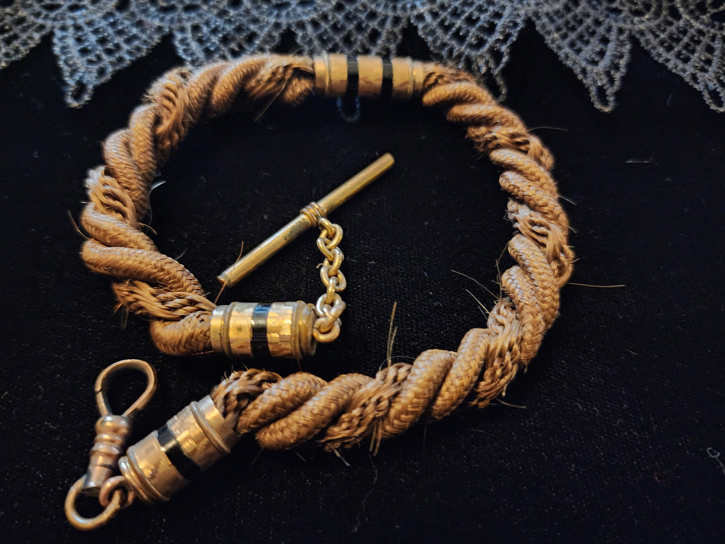 Antique Victorian Mourning Hair Watch Chain
