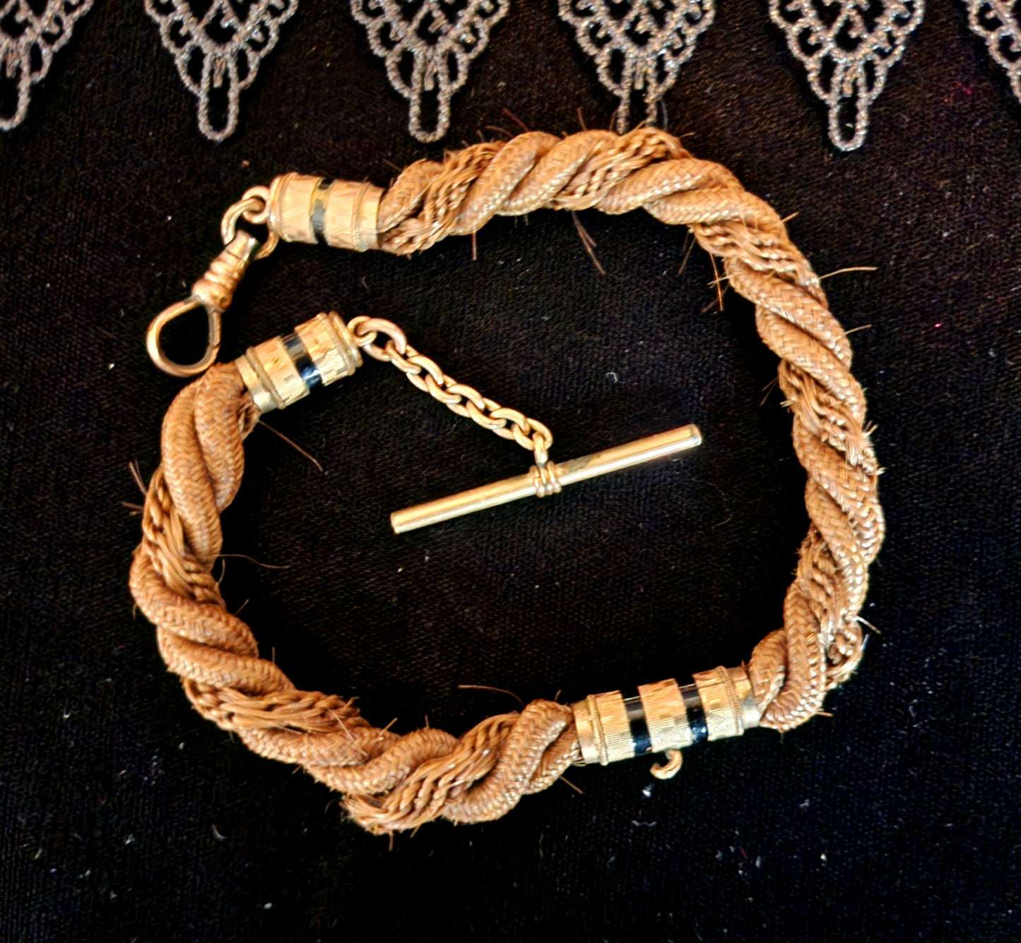 Antique Victorian Mourning Hair Watch Chain