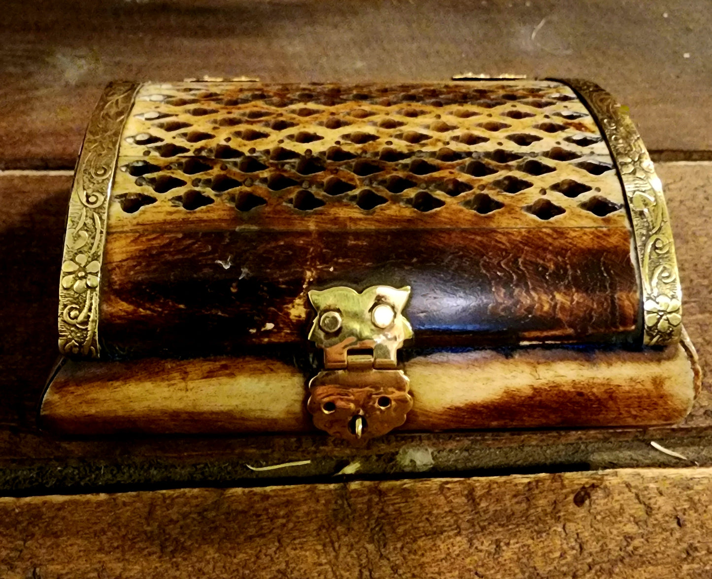 Authentic Bone and Brass Trinket Box