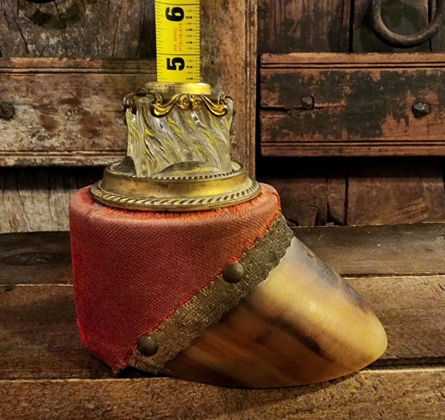 Antique, UV Reactive, Victorian Bovine Hoof Inkwell