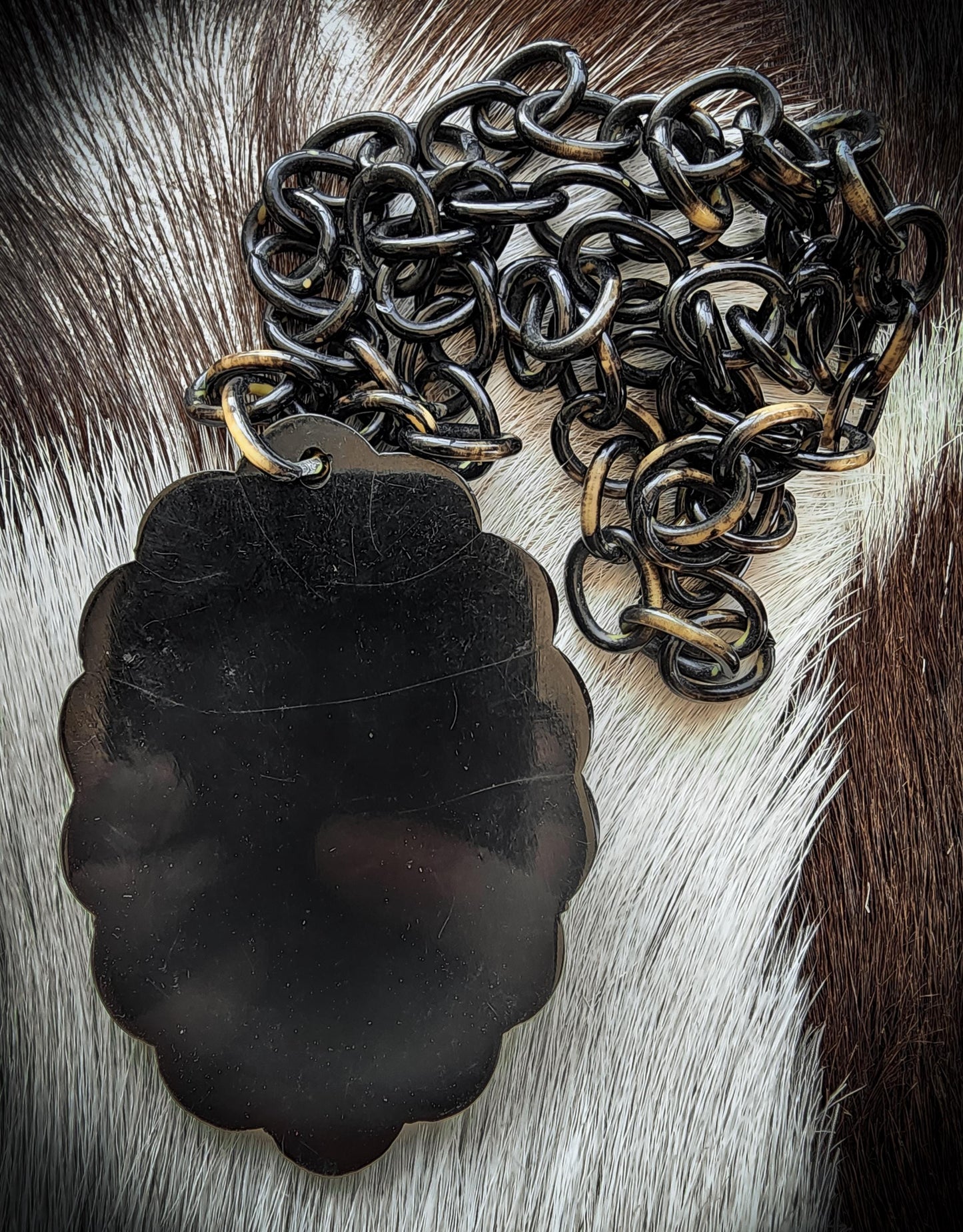 Black Bakelite Mourning Cameo Necklace