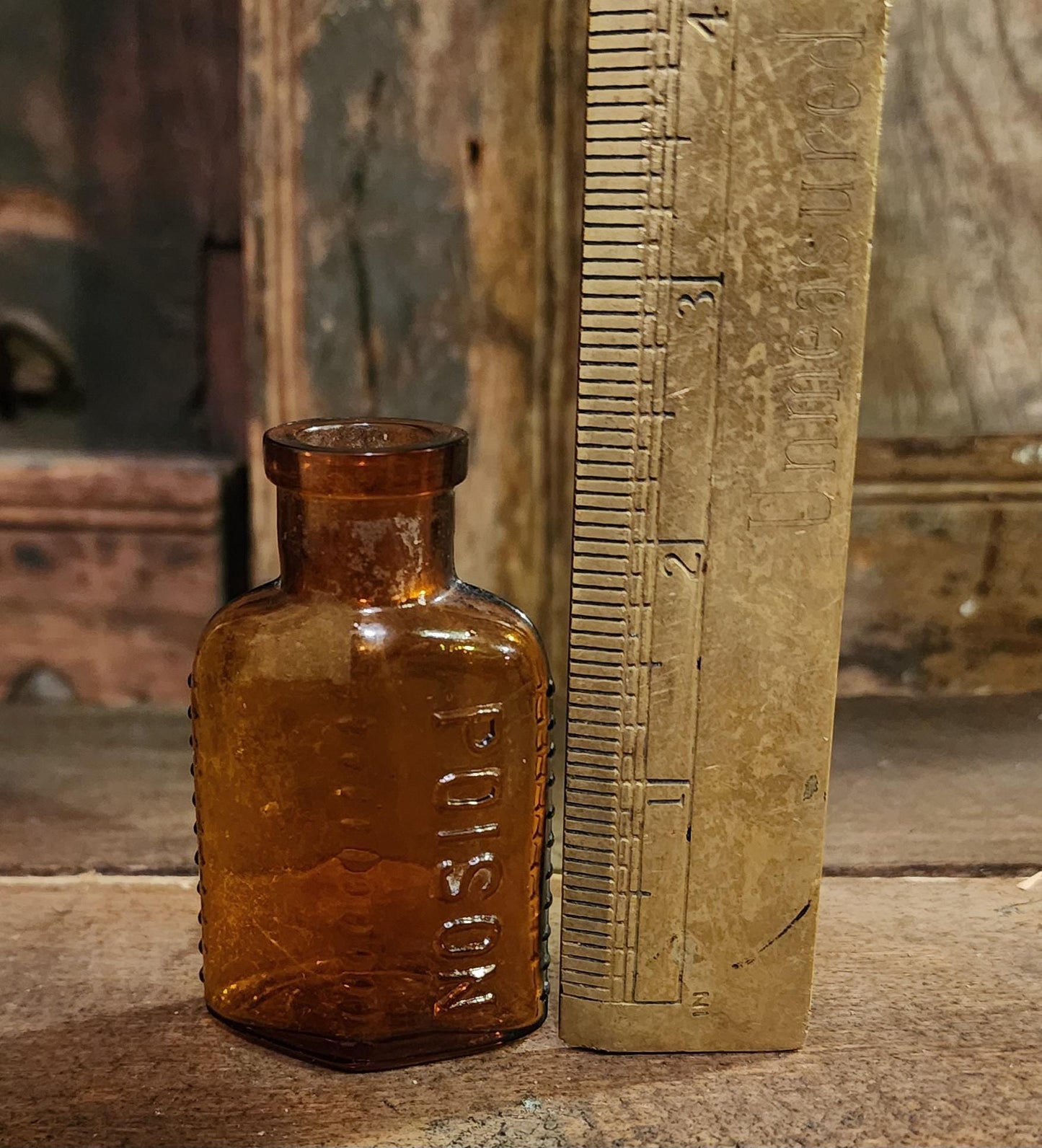 Antique Amber Poison Bottle