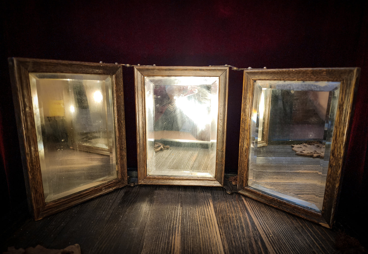 Antique Trifold Shaving Mirror