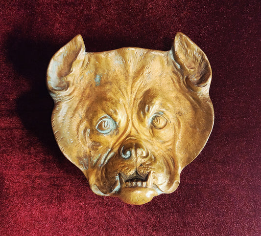 Vintage Cast Iron Bulldog Trinket Tray