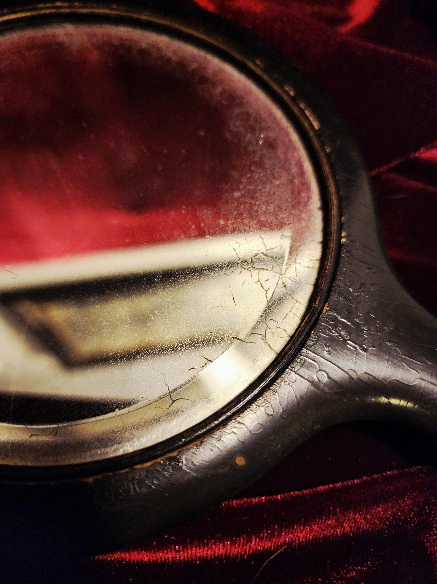 Antique Black Wooden Hand Mirror