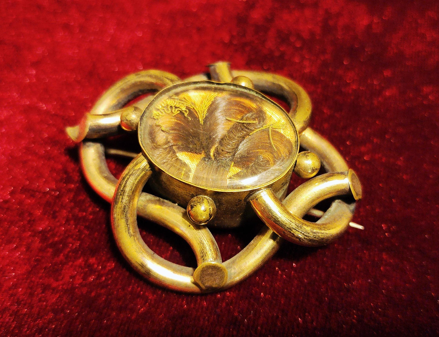 Antique Mourning Hair Brooch