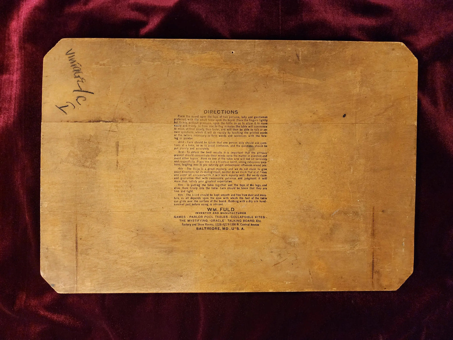 Antique 1910's-1920's William Fuld Ouija Board