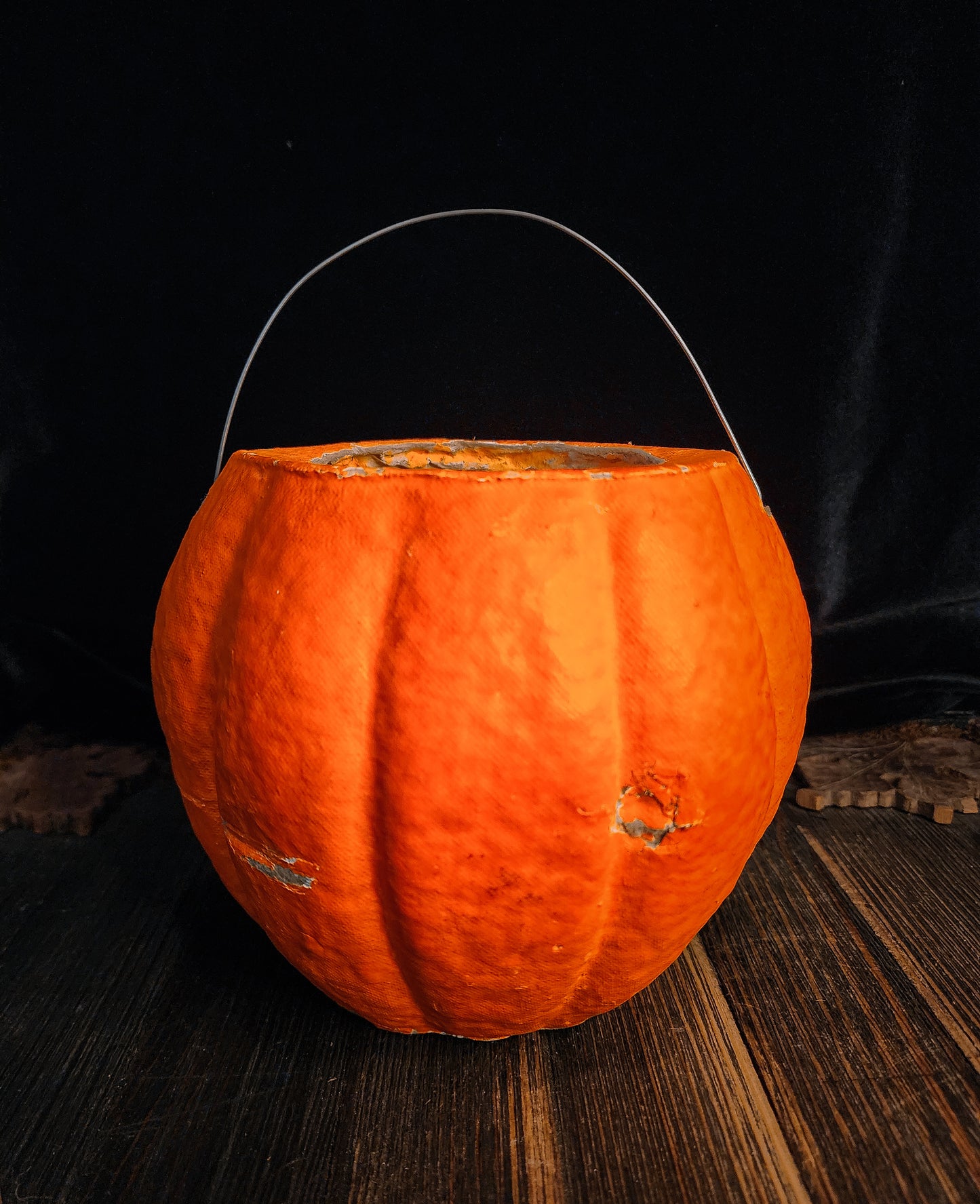 Vintage Paper Mache Pumpkin Halloween Lantern