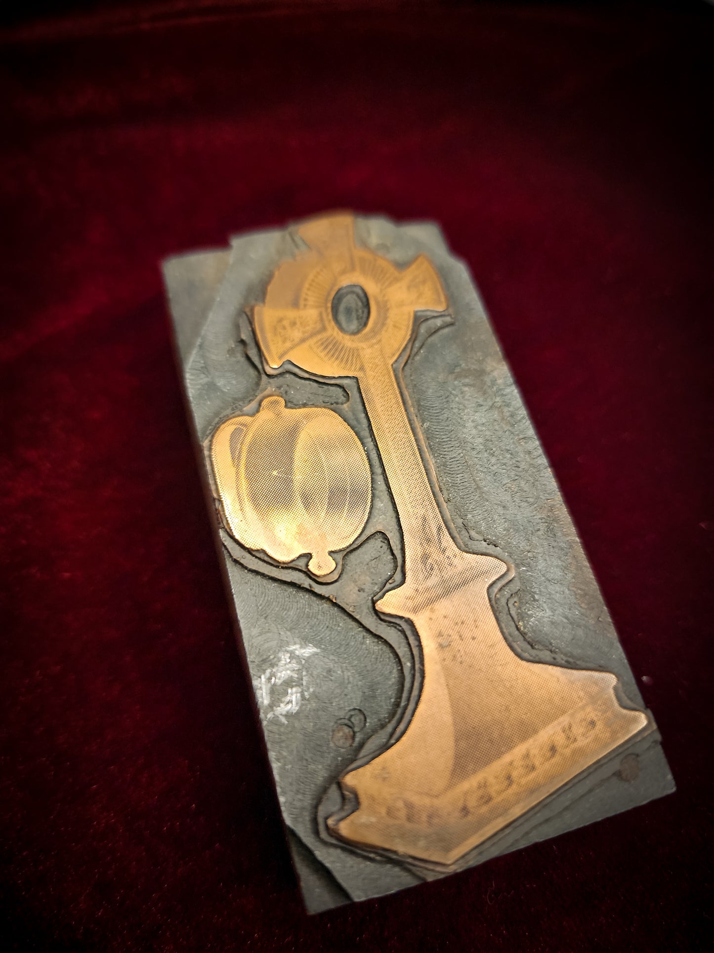 Antique, Religious Cross Letterpress/Printing Block