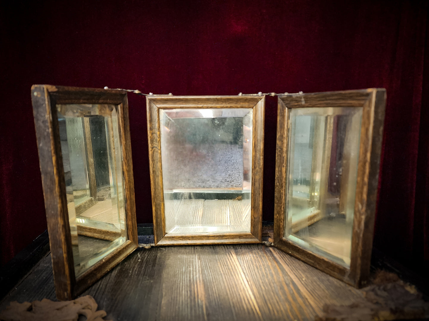 Antique Trifold Shaving Mirror
