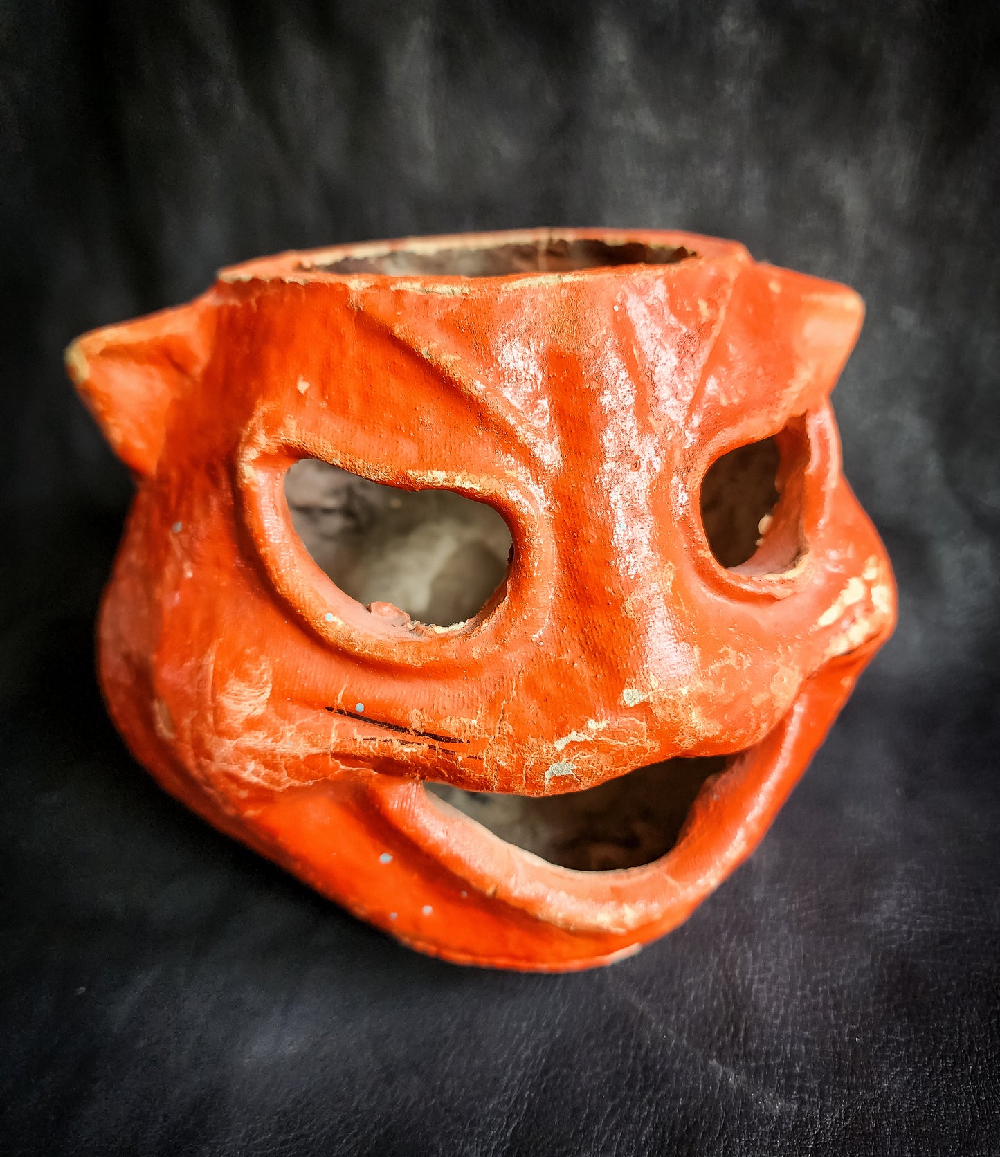 Rare, Antique Paper Mache Cat Jack-O-Lantern
