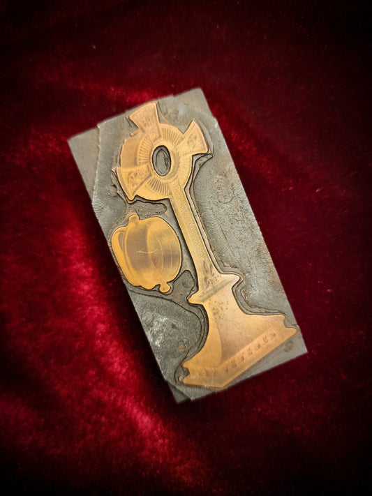 Antique, Religious Cross Letterpress/Printing Block