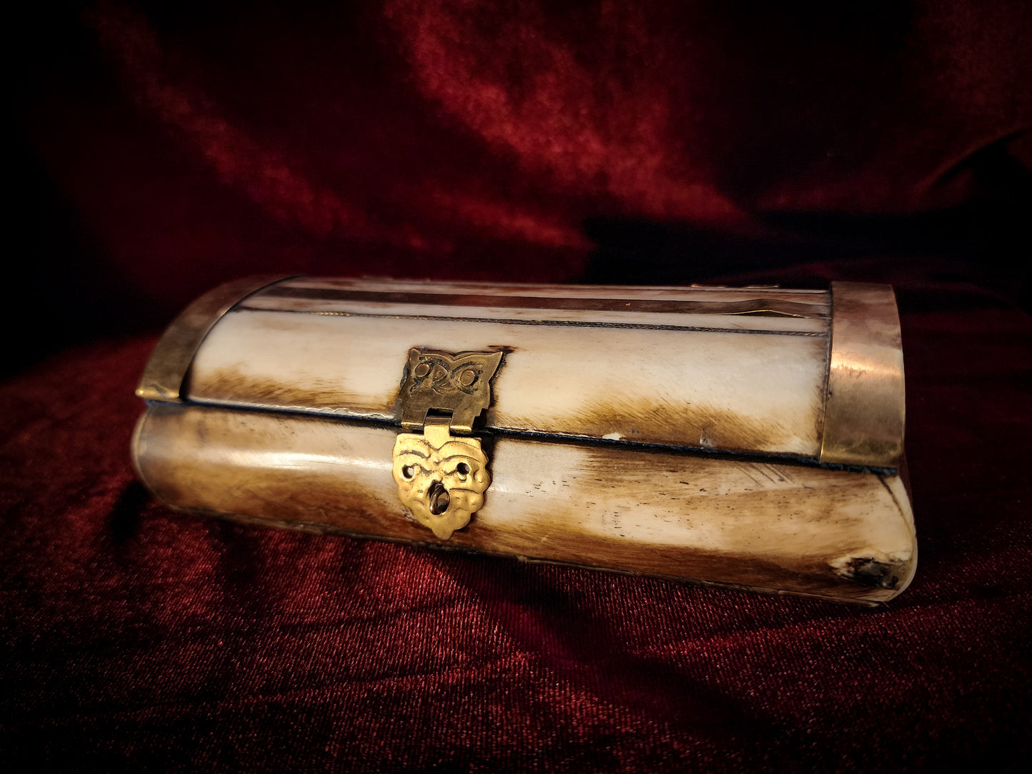 Vintage Bone and Brass Trinket Box