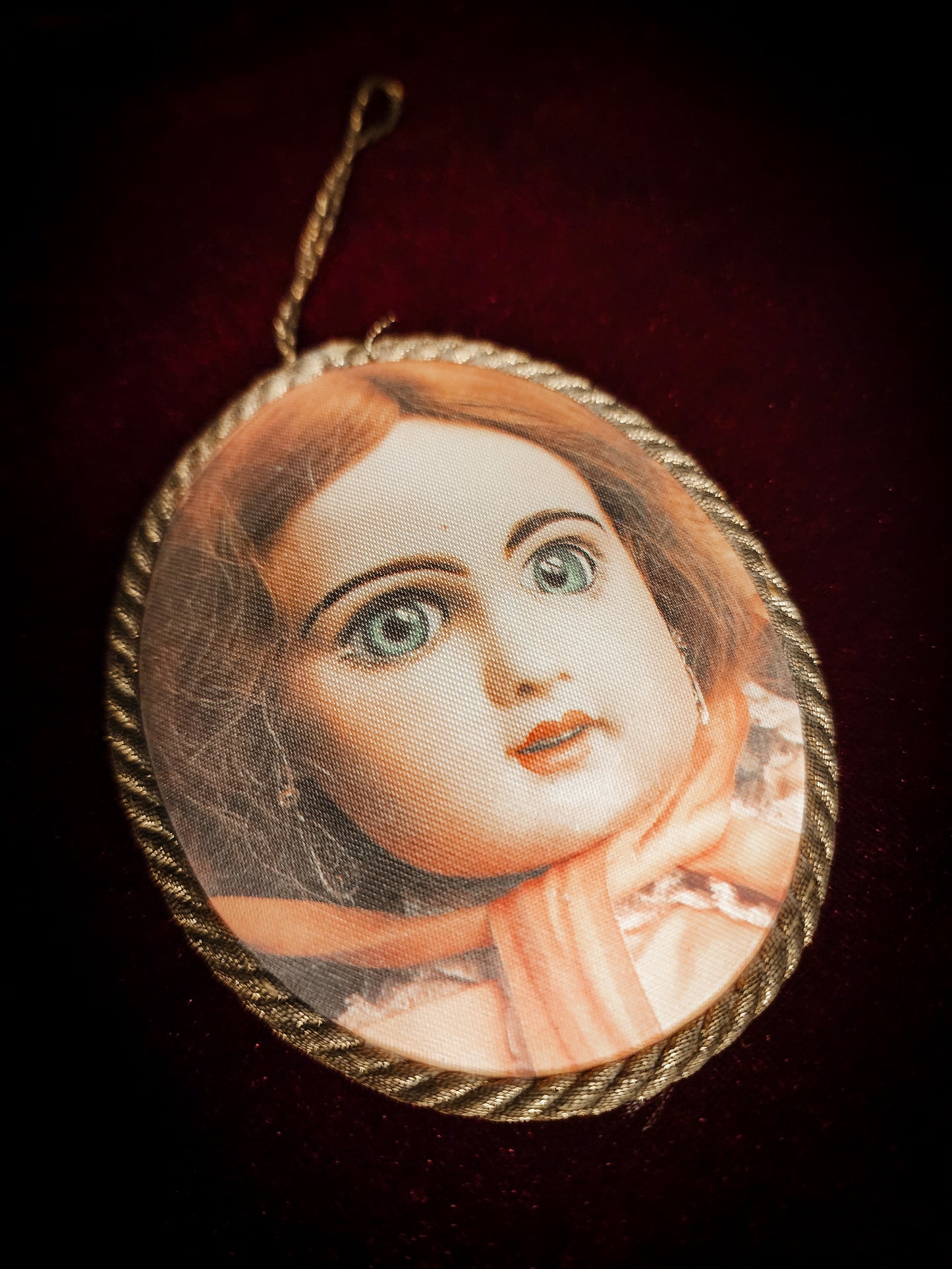 West Germany Porcelain Doll Silk Ornament