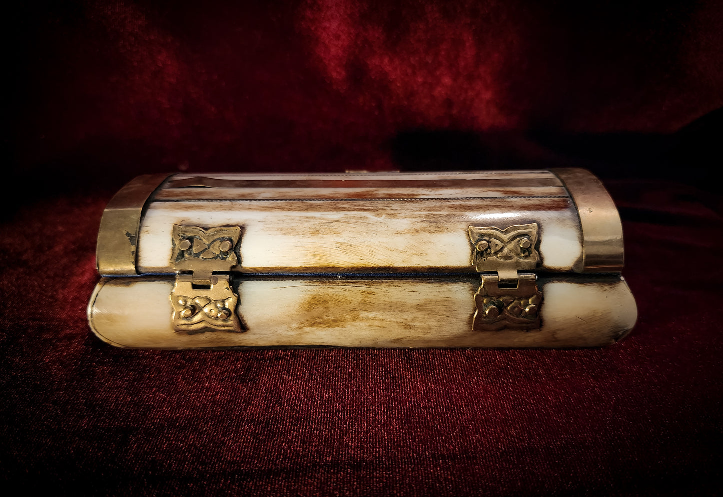Vintage Bone and Brass Trinket Box