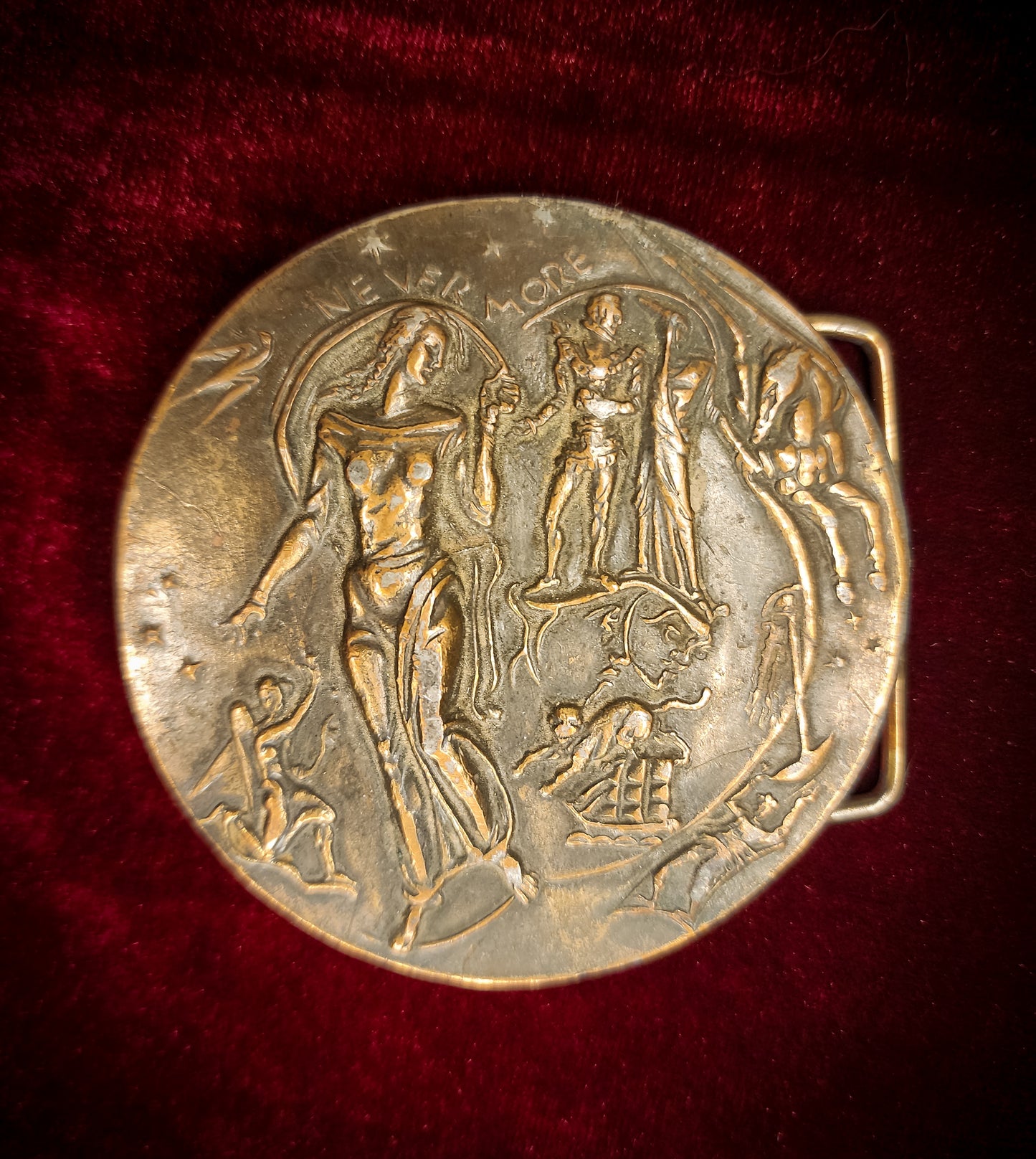 Vintage Edgar Allan Poe "Nevermore" Belt Buckle