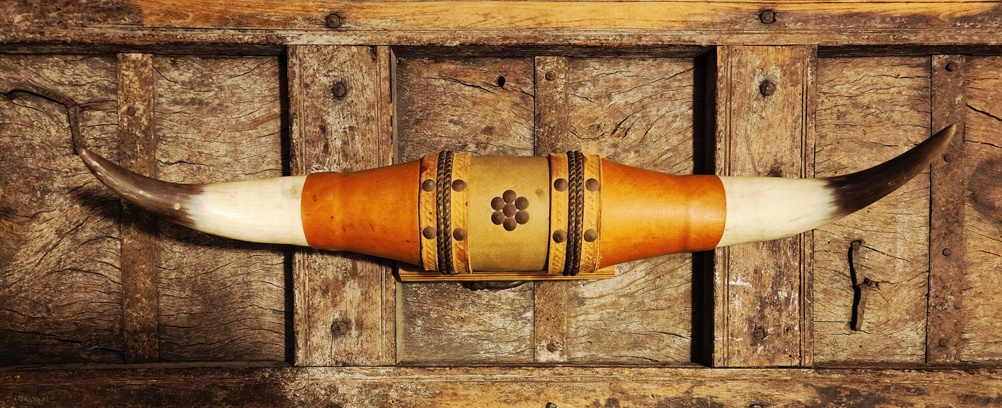 Authentic Leather Wrapped Bull Horns