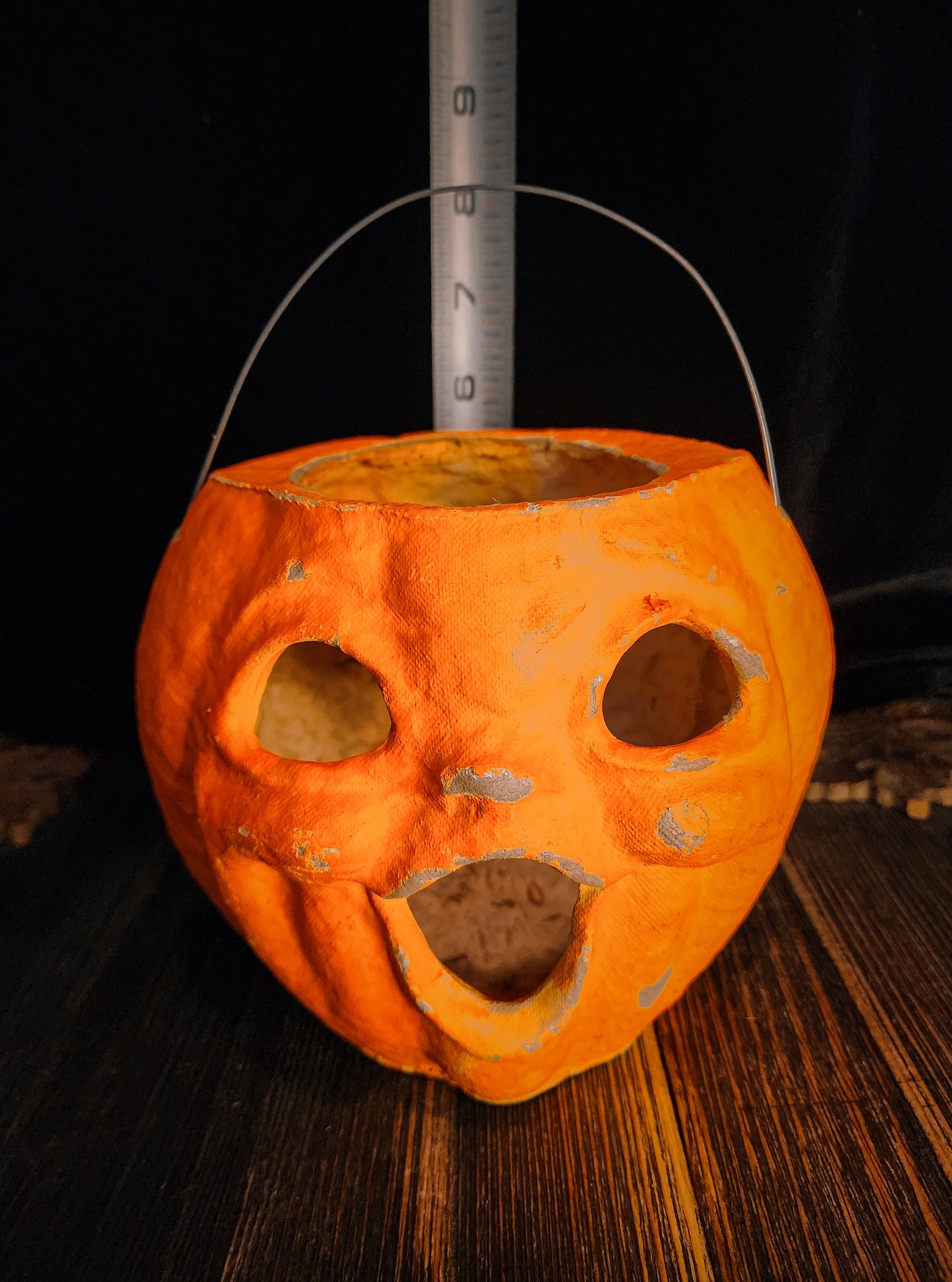 Vintage Paper Mache Pumpkin Halloween Lantern