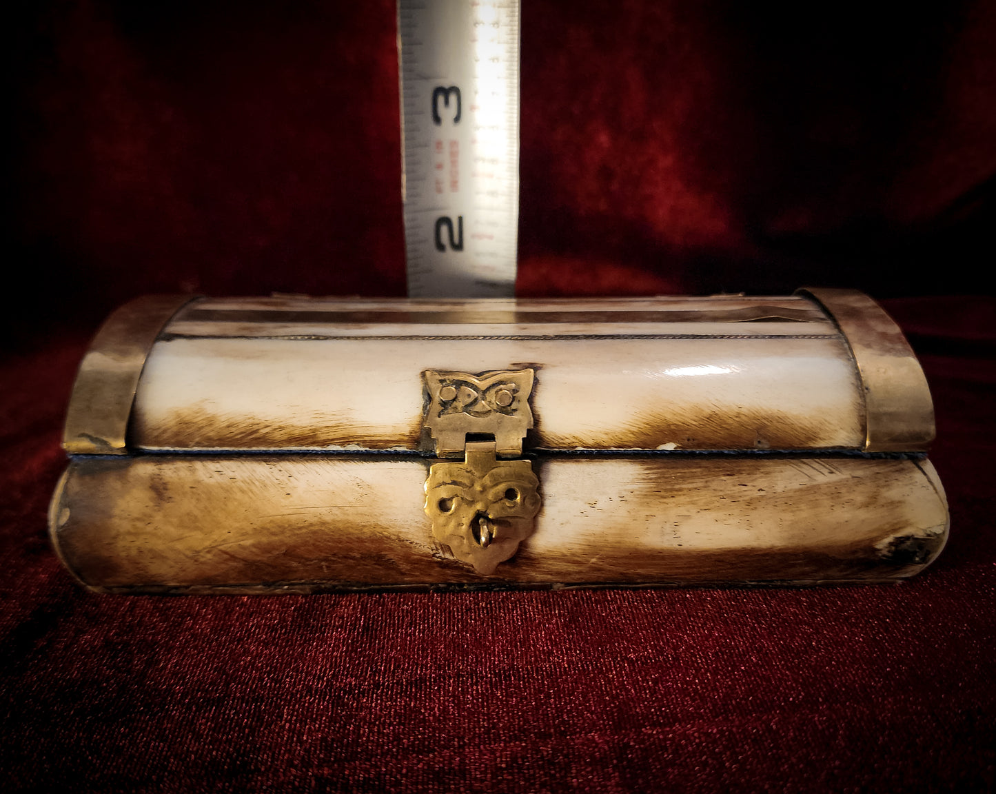 Vintage Bone and Brass Trinket Box