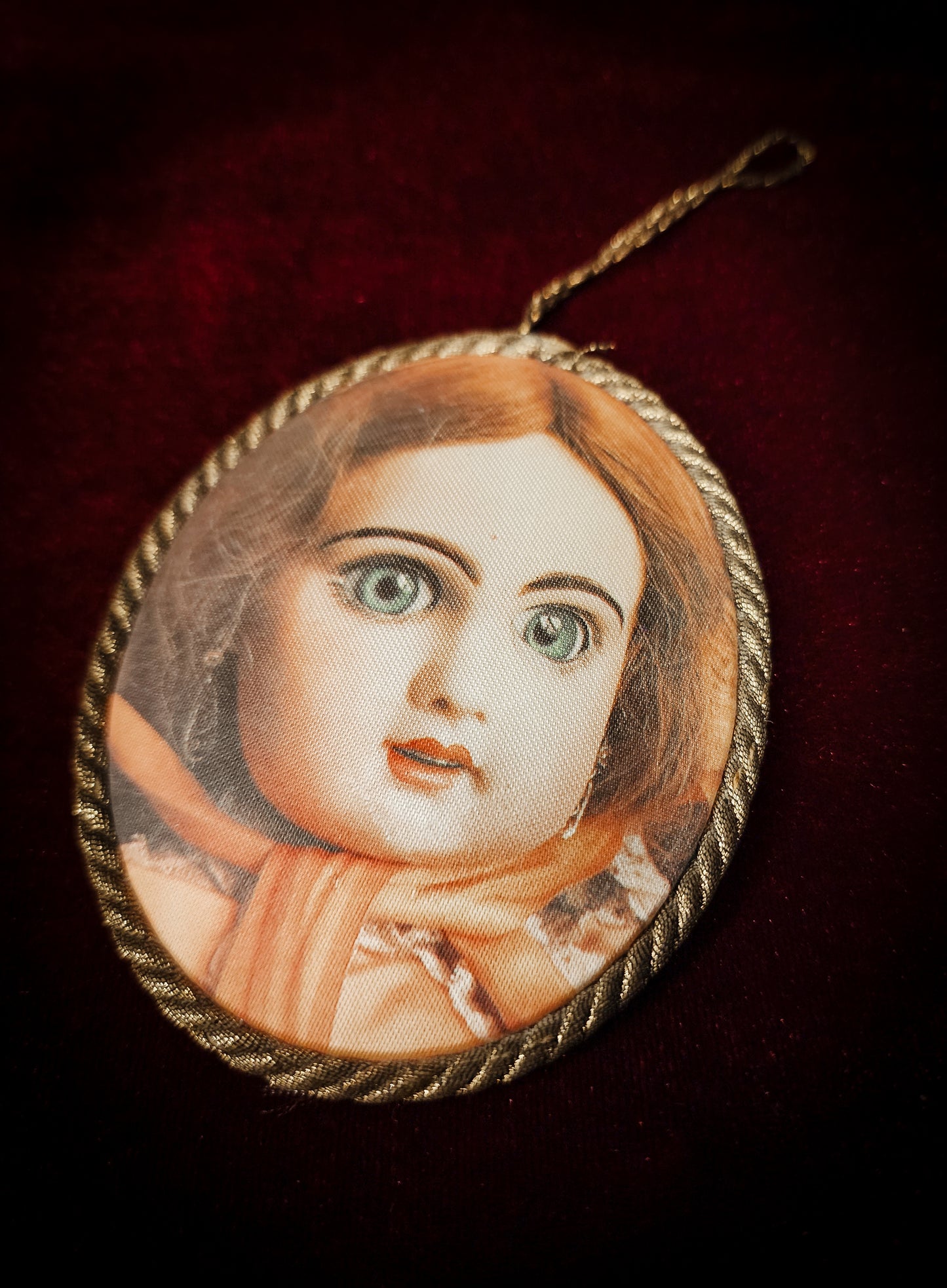 West Germany Porcelain Doll Silk Ornament