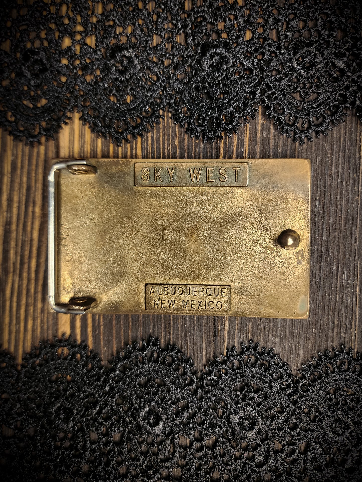 Vintage Wood and Brass Belt Buckle