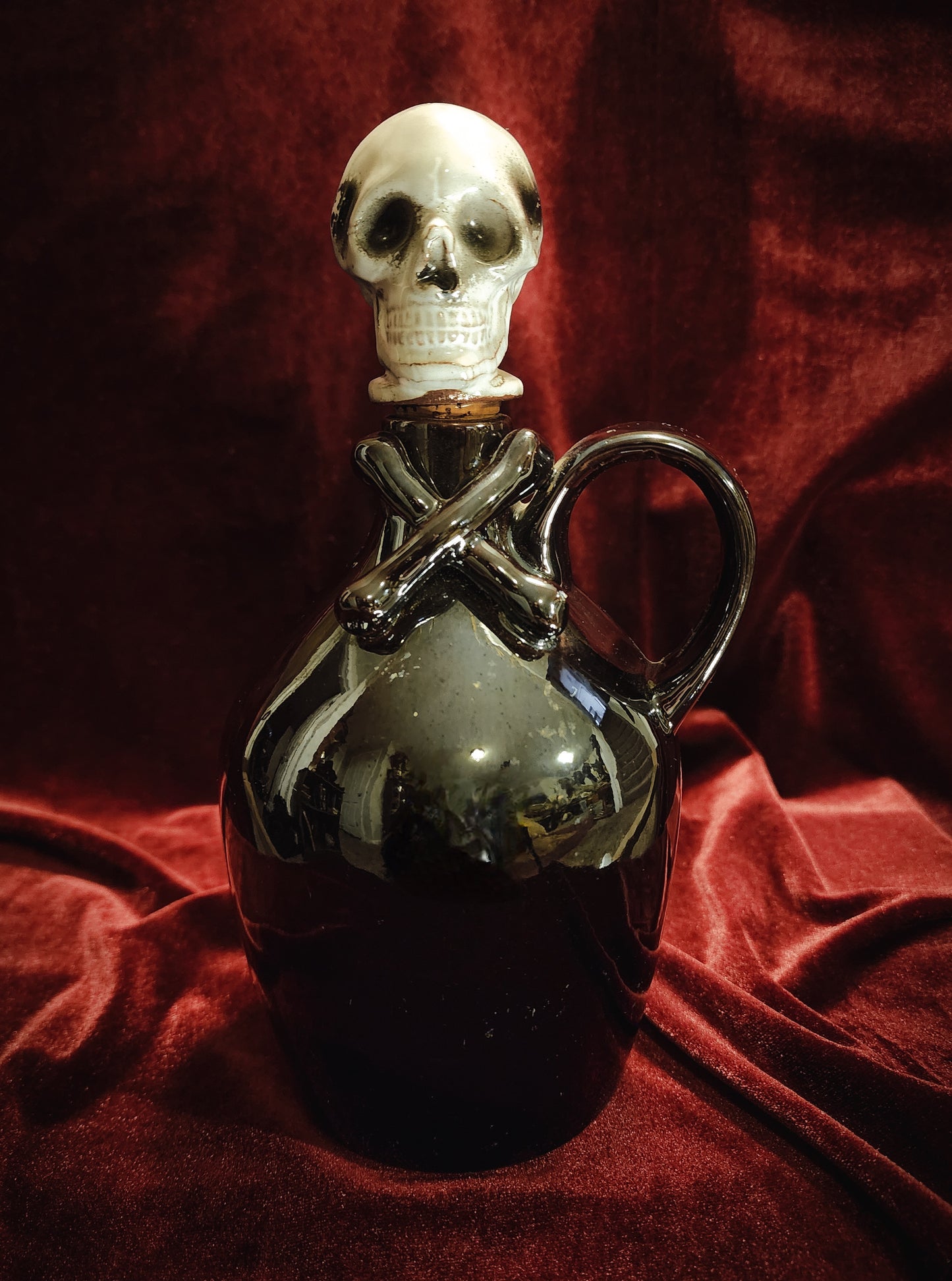 Vintage Skull & Crossbones Decanter Bottle