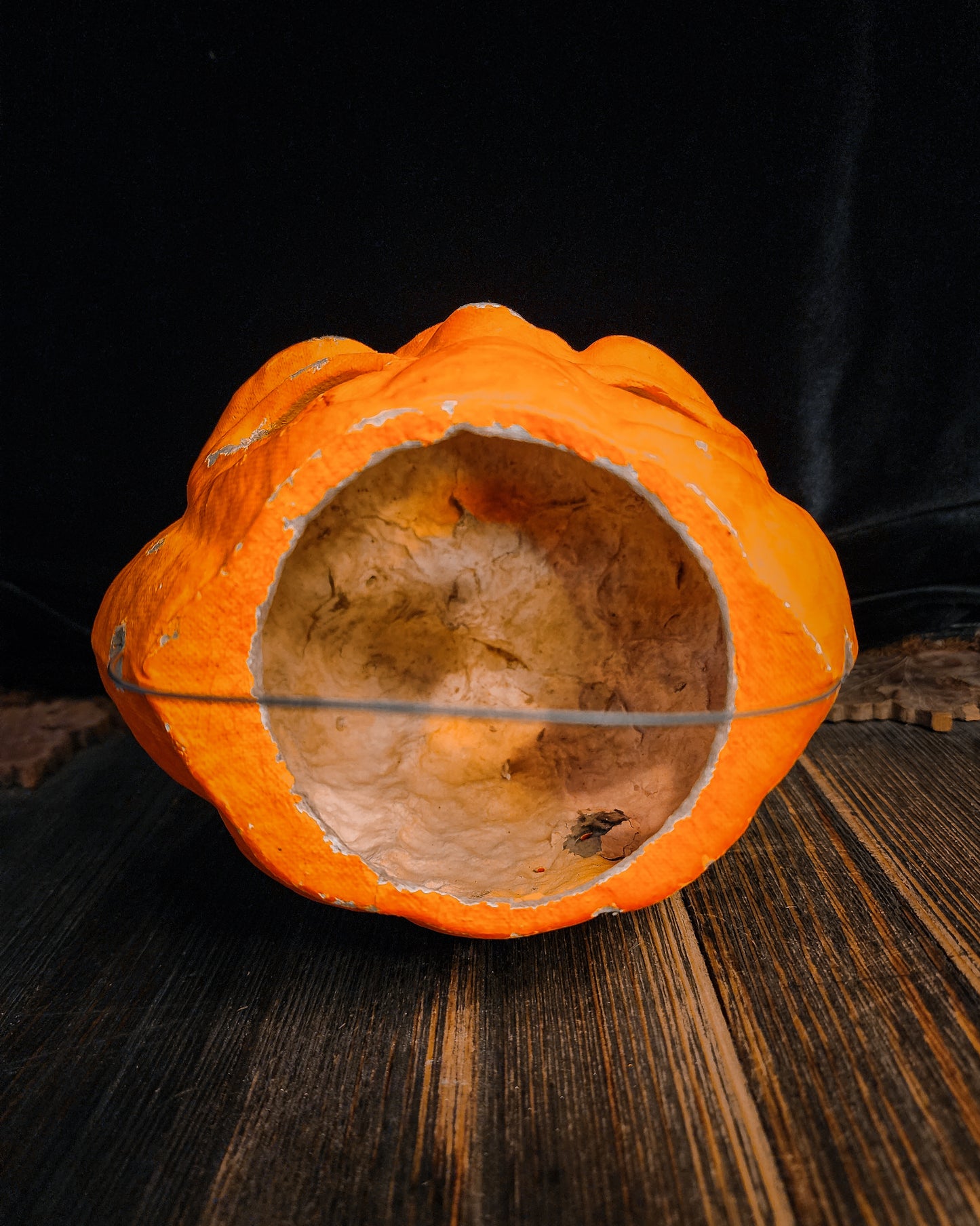 Vintage Paper Mache Pumpkin Halloween Lantern