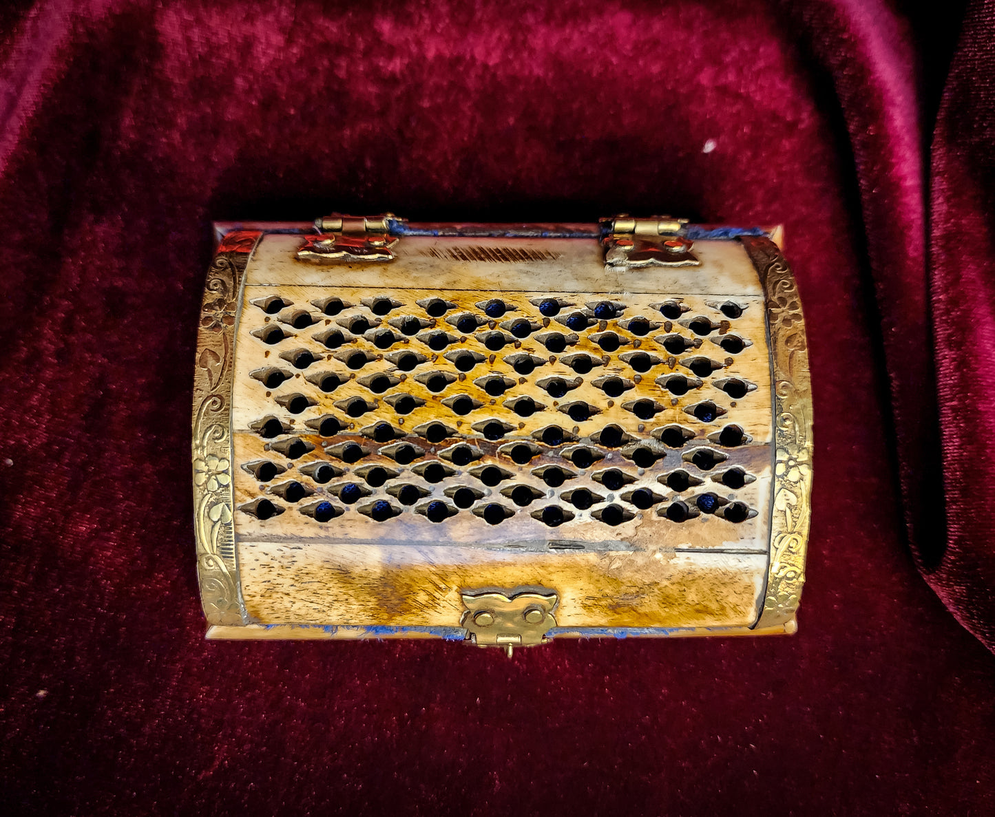 Vintage Bone and Brass Trinket Box