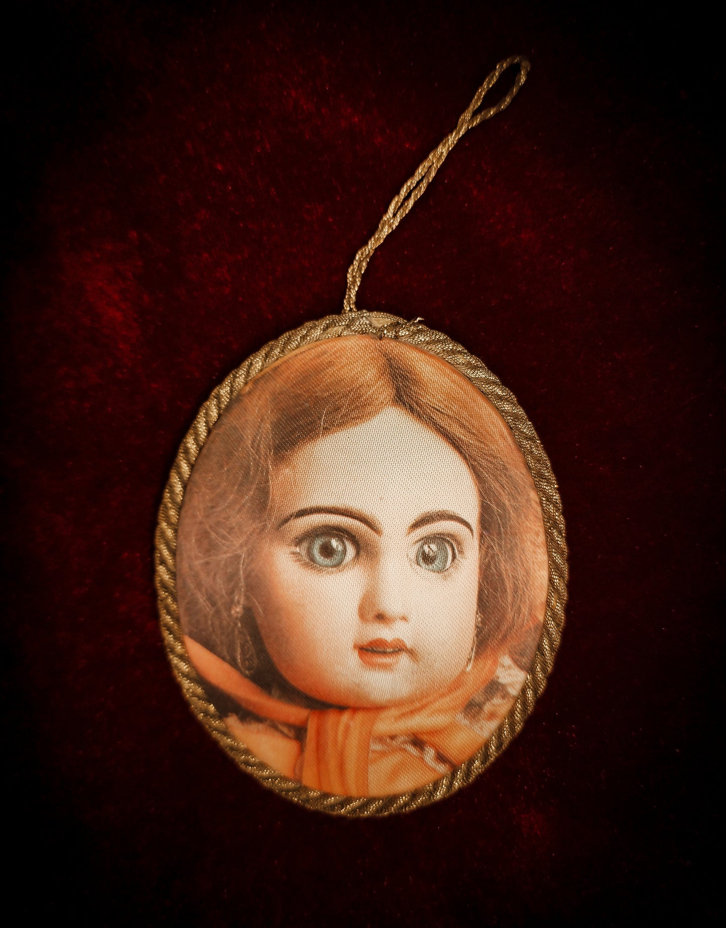 West Germany Porcelain Doll Silk Ornament
