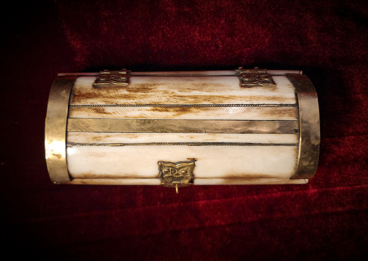 Vintage Bone and Brass Trinket Box