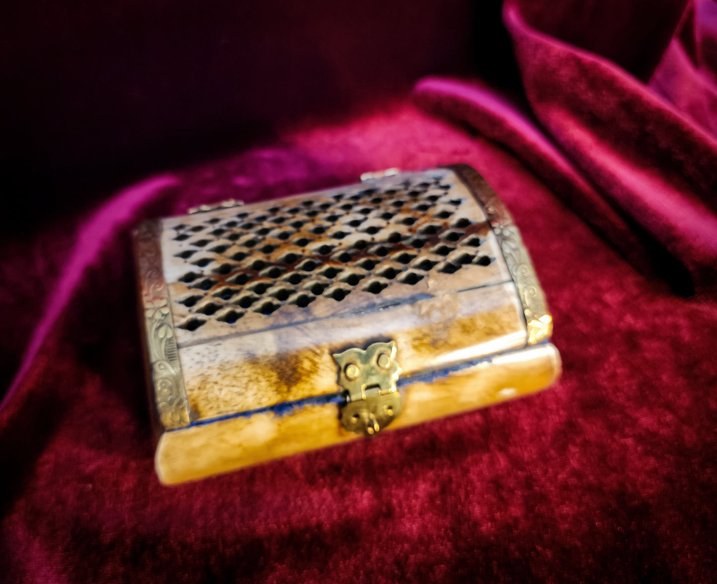 Vintage Bone and Brass Trinket Box