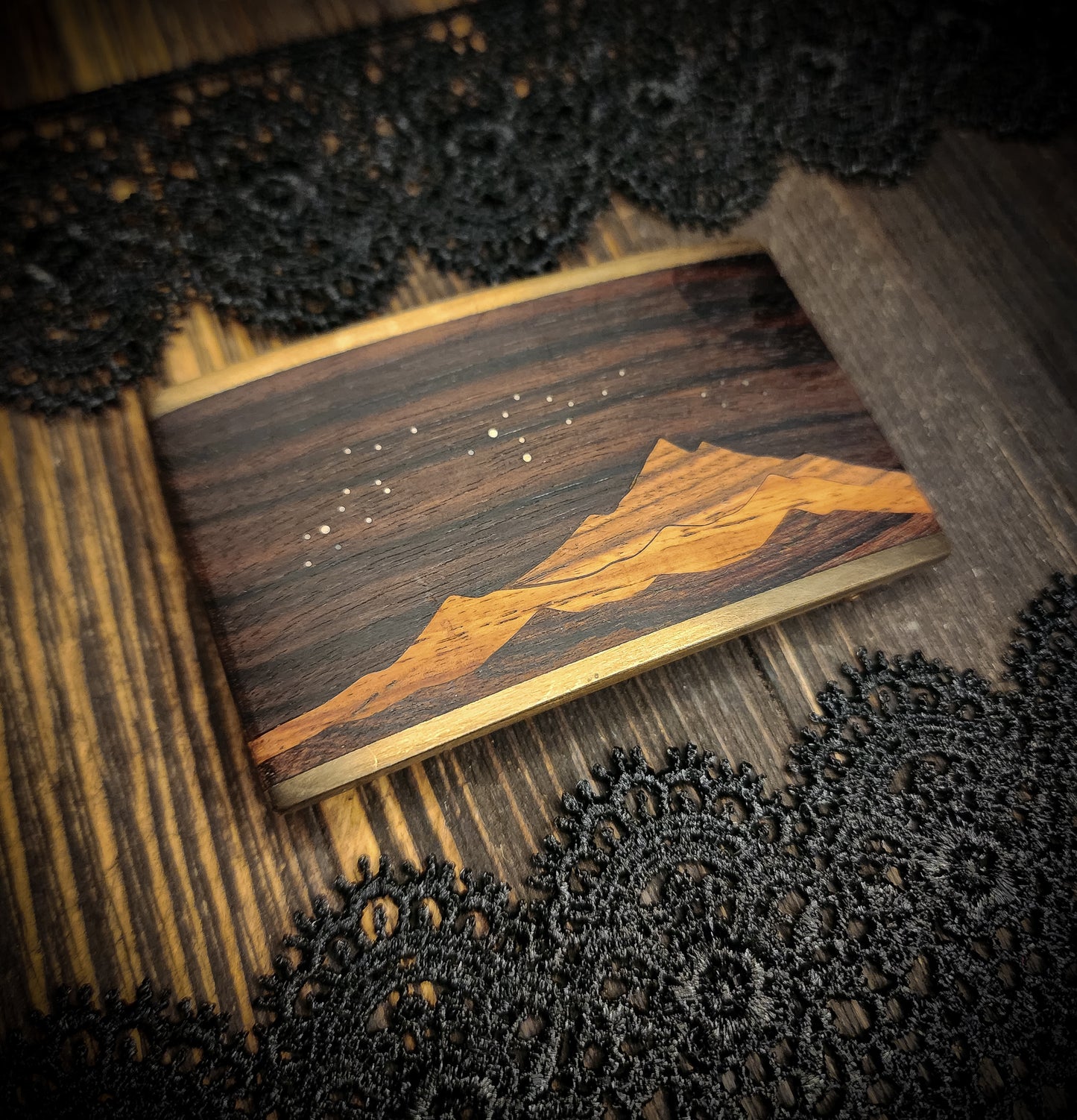 Vintage Wood and Brass Belt Buckle