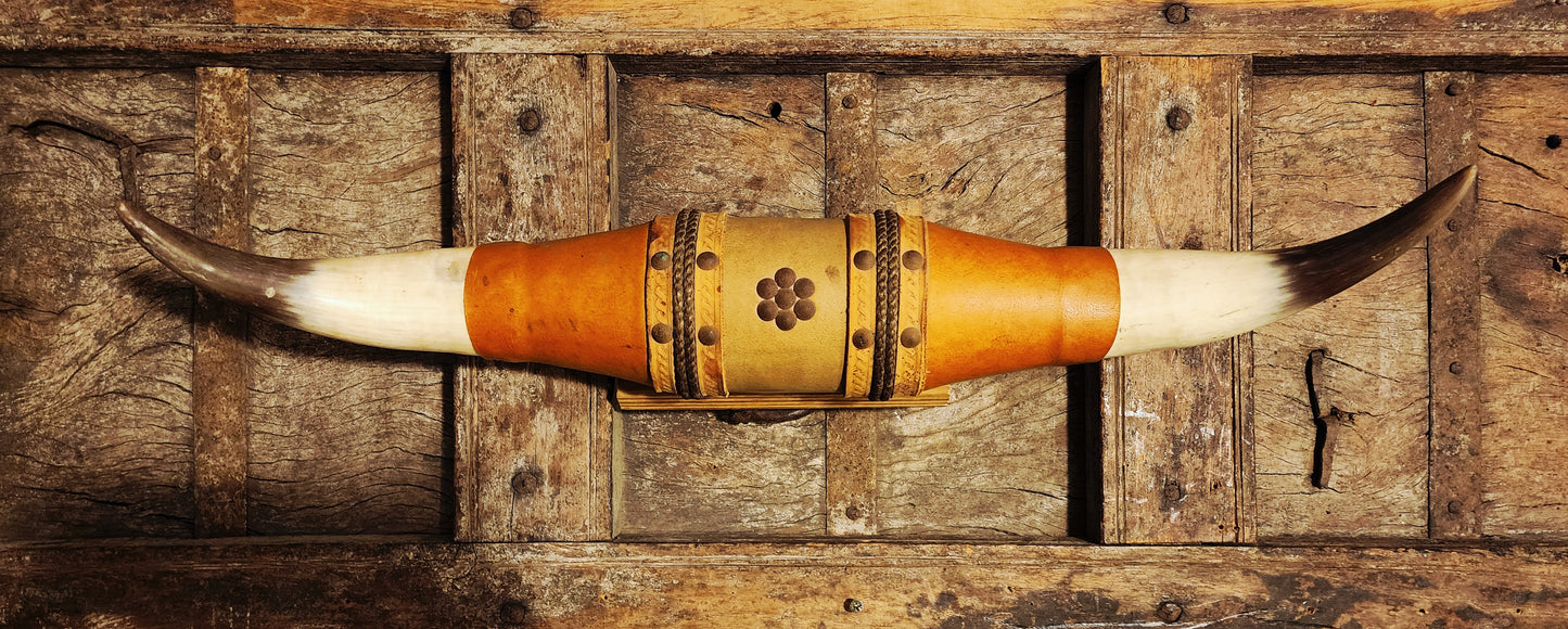 Authentic Leather Wrapped Bull Horns