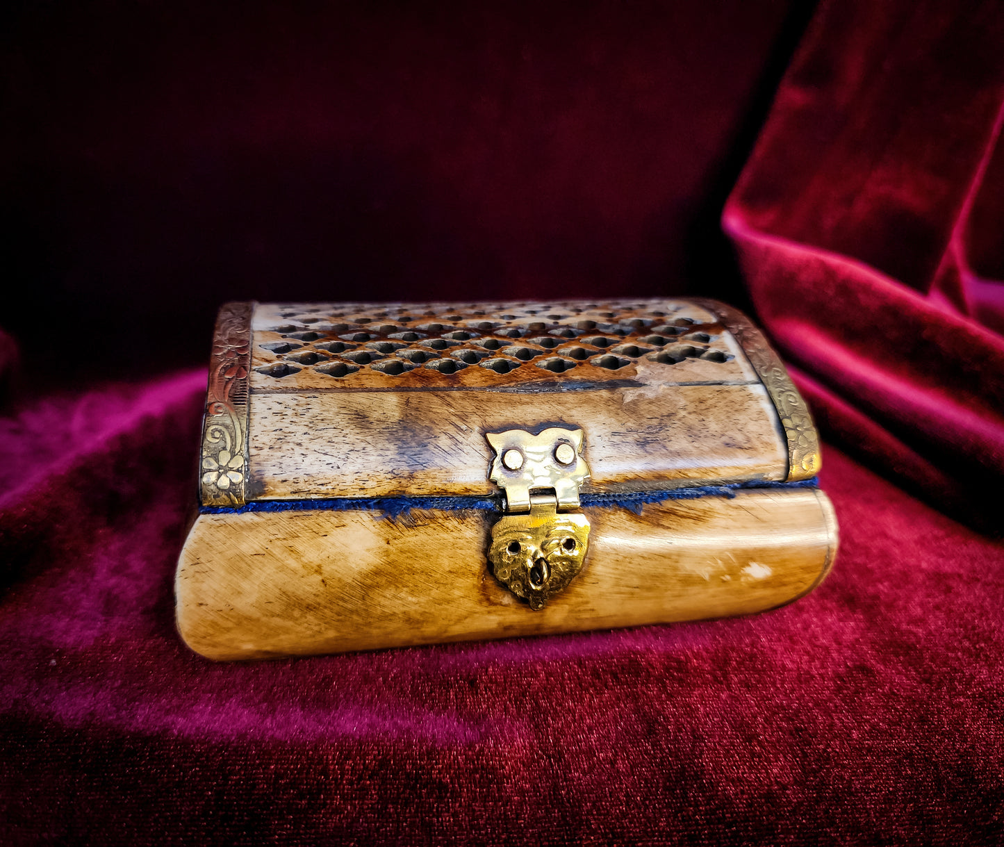 Vintage Bone and Brass Trinket Box