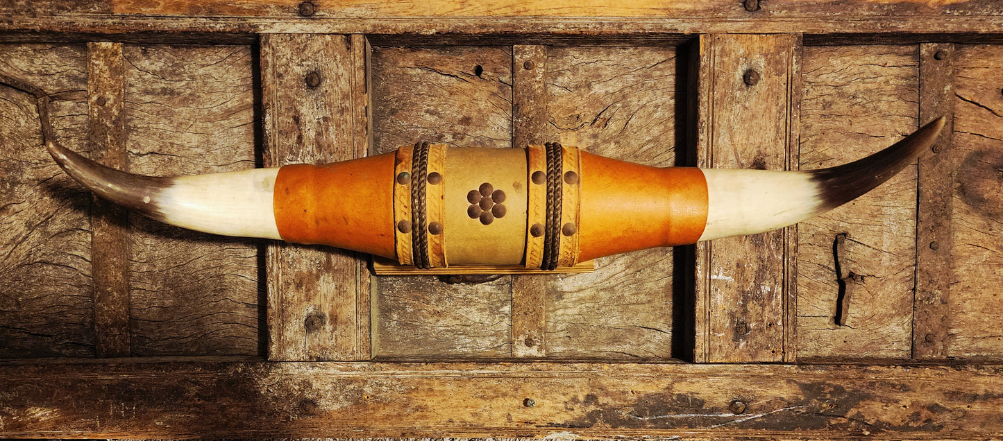 Authentic Leather Wrapped Bull Horns
