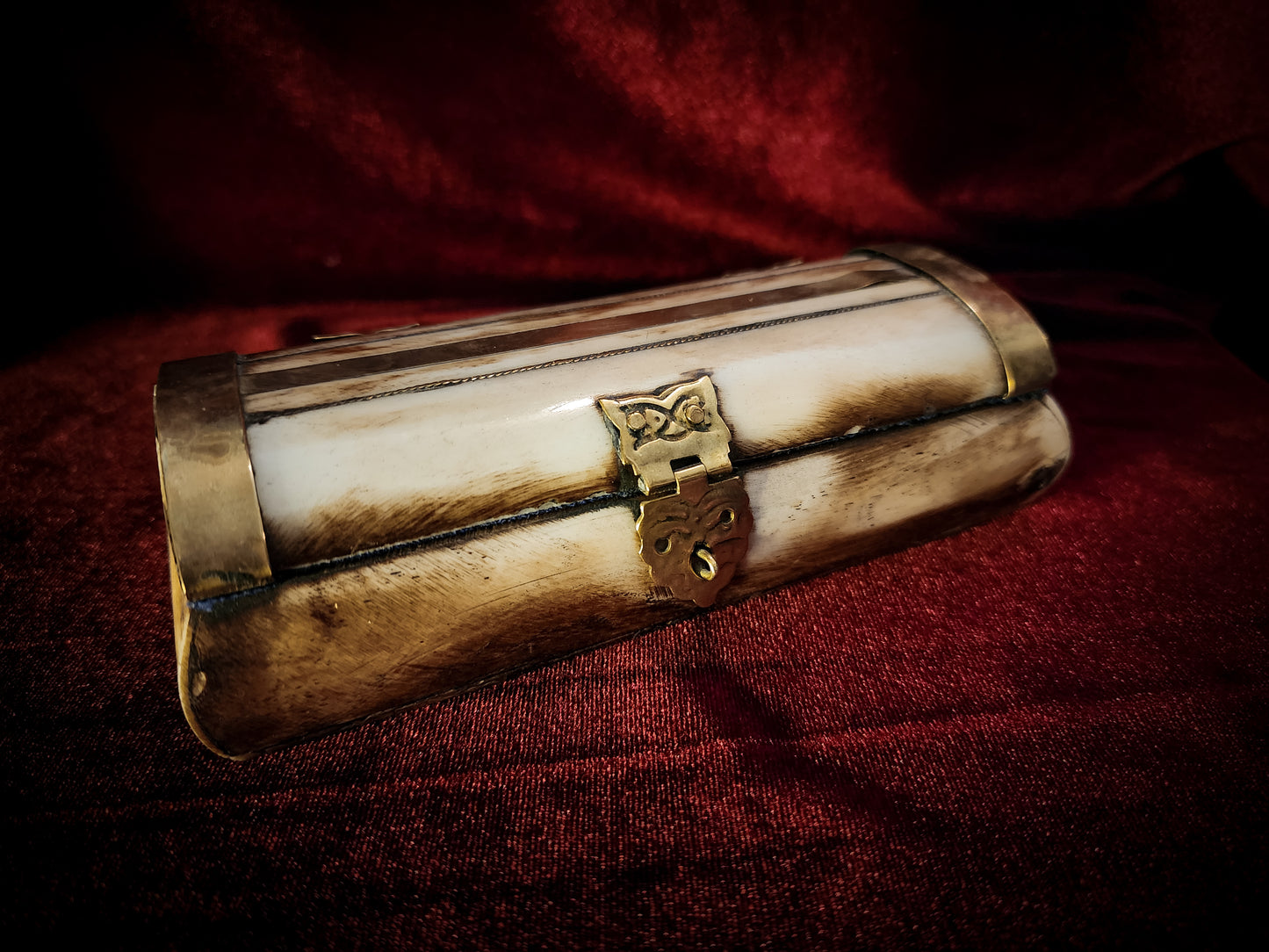 Vintage Bone and Brass Trinket Box