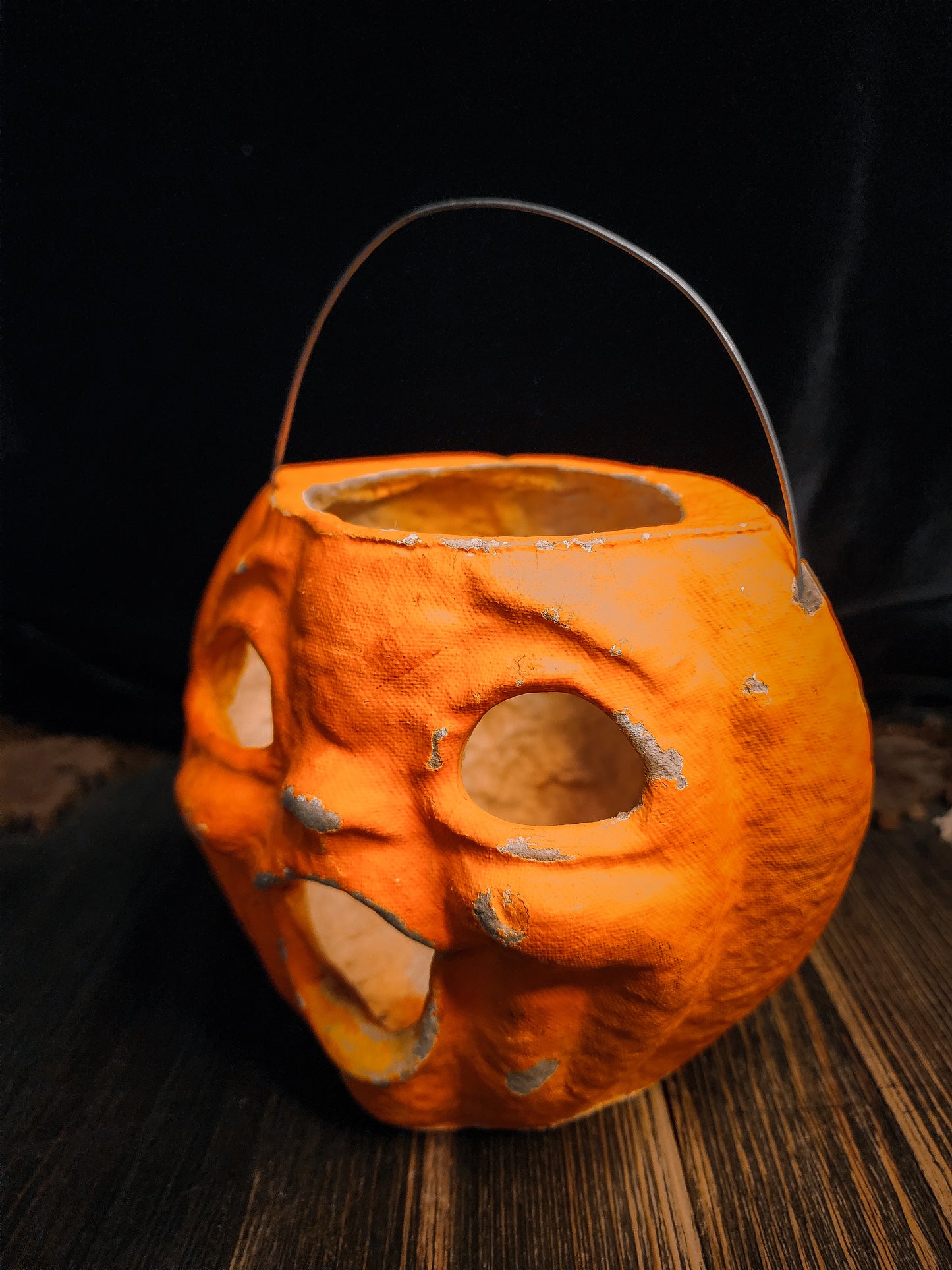 Vintage Paper Mache Pumpkin Halloween Lantern