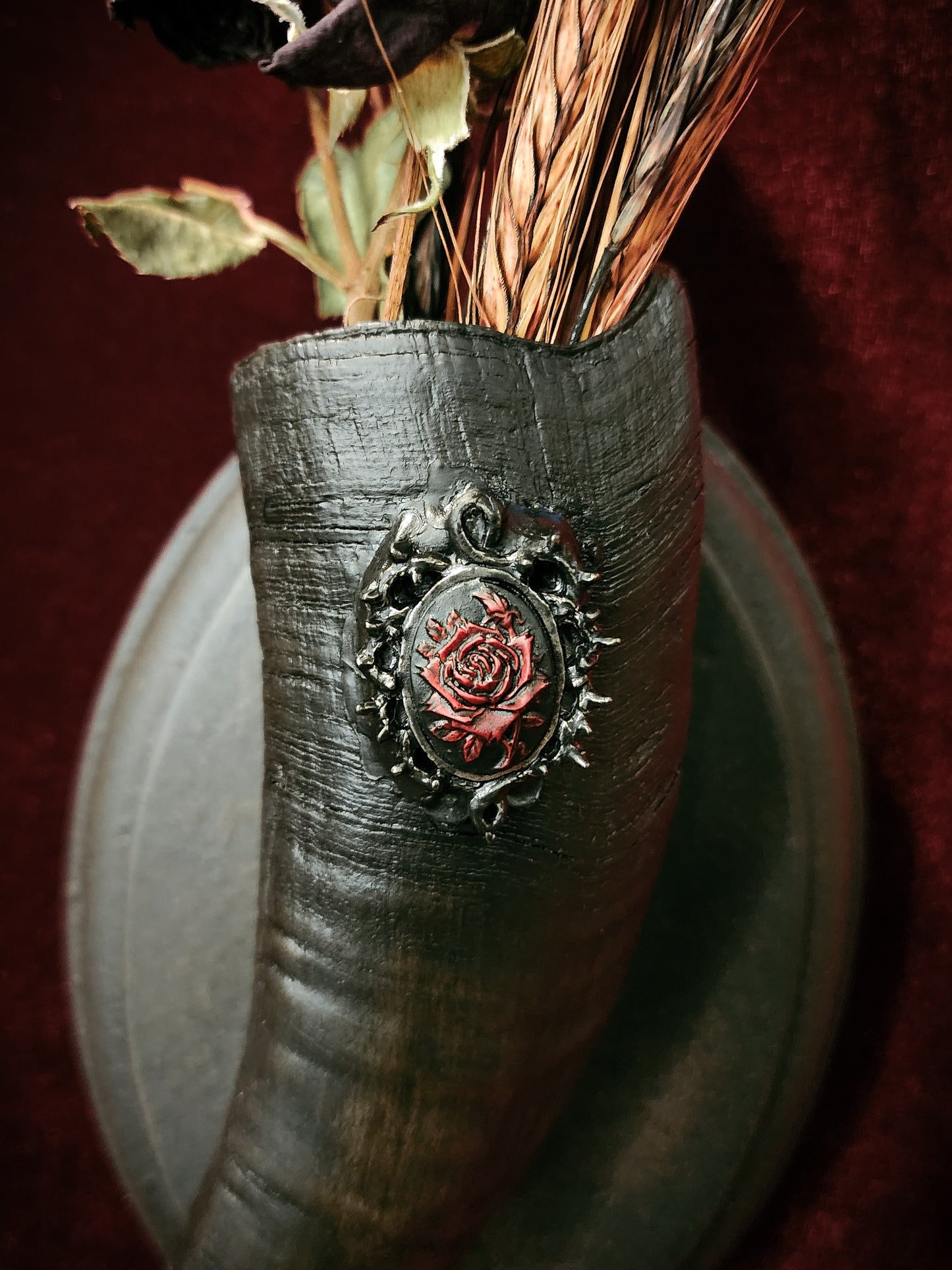 Authentic Goat Horn Floral Plaques