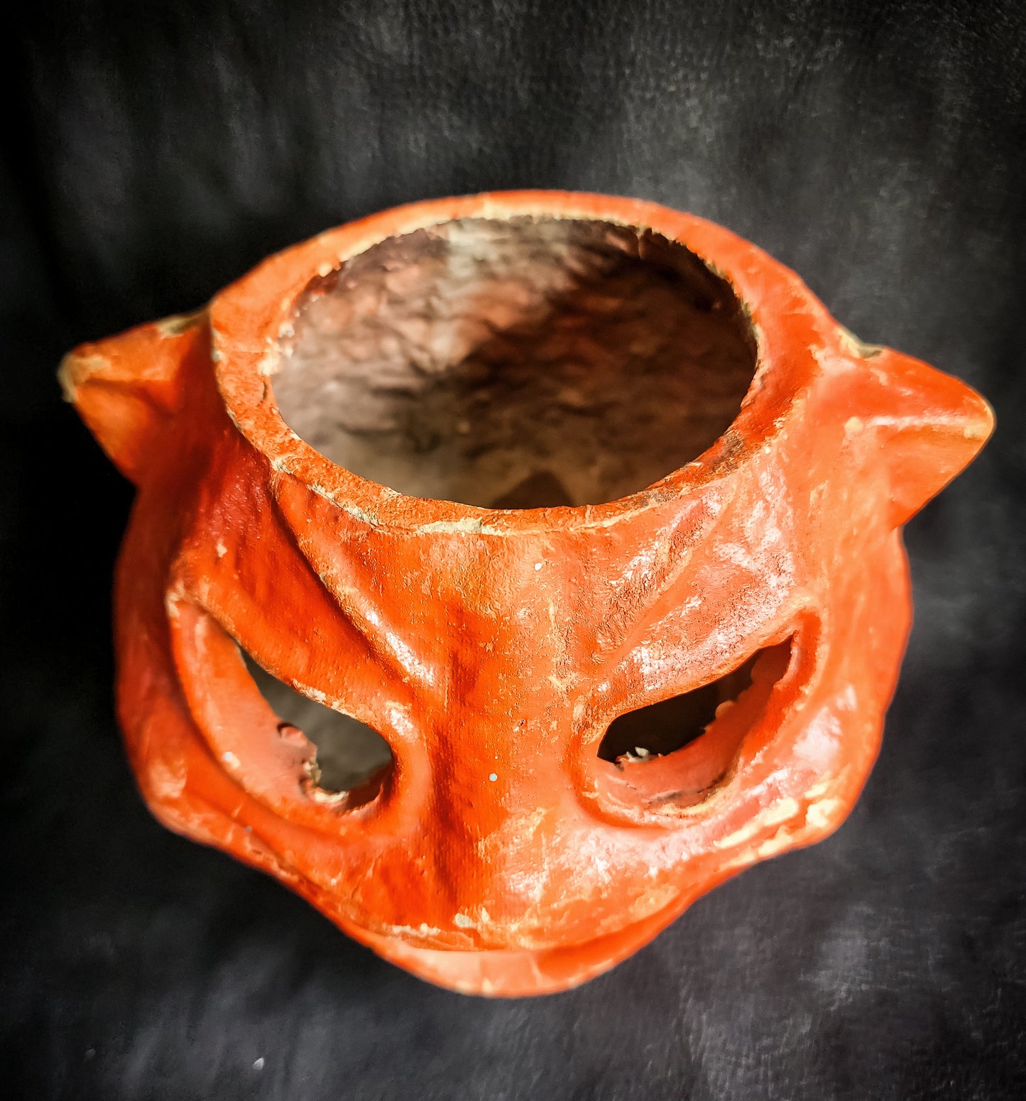 Rare, Antique Paper Mache Cat Jack-O-Lantern