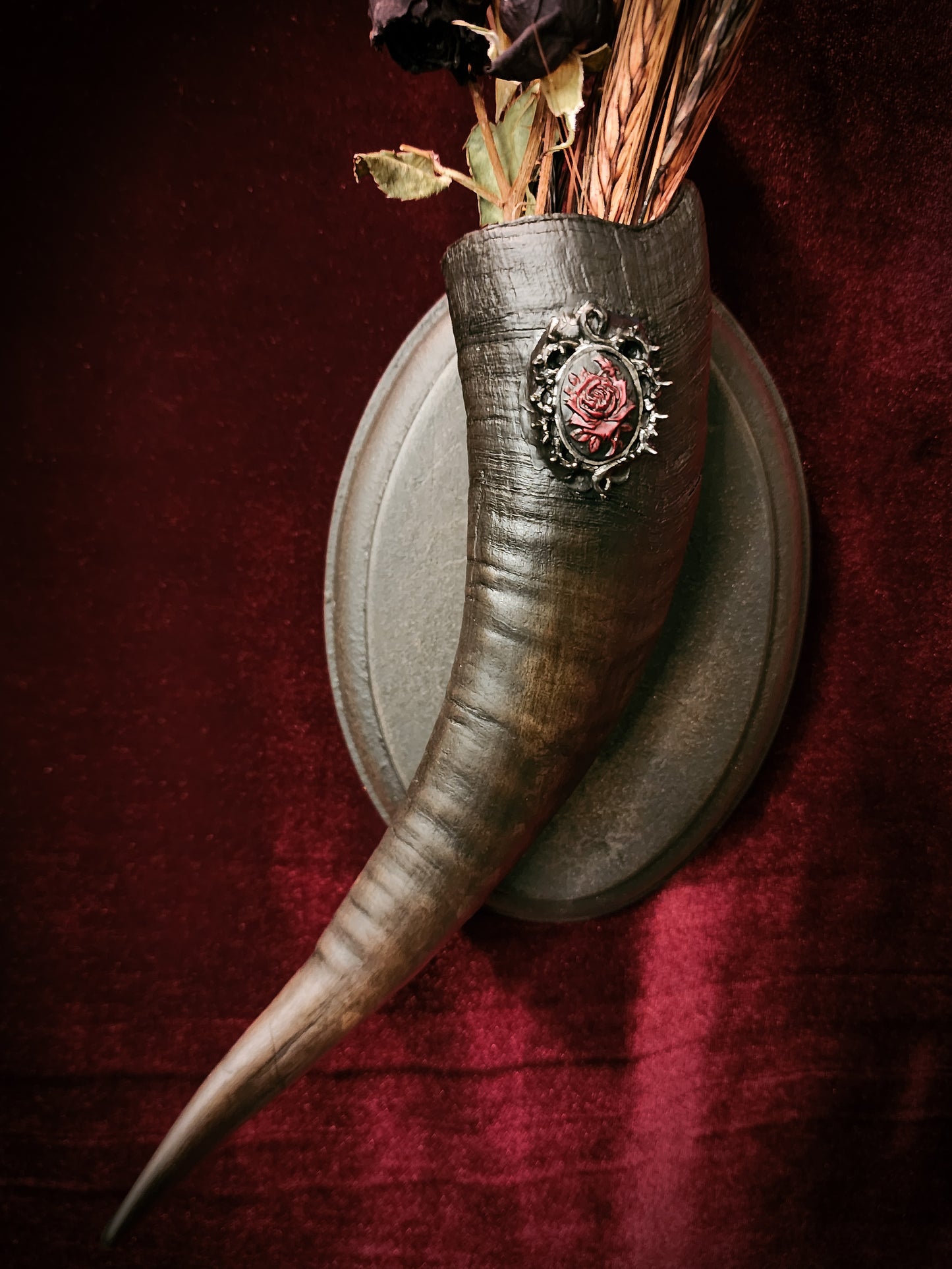 Authentic Goat Horn Floral Plaques