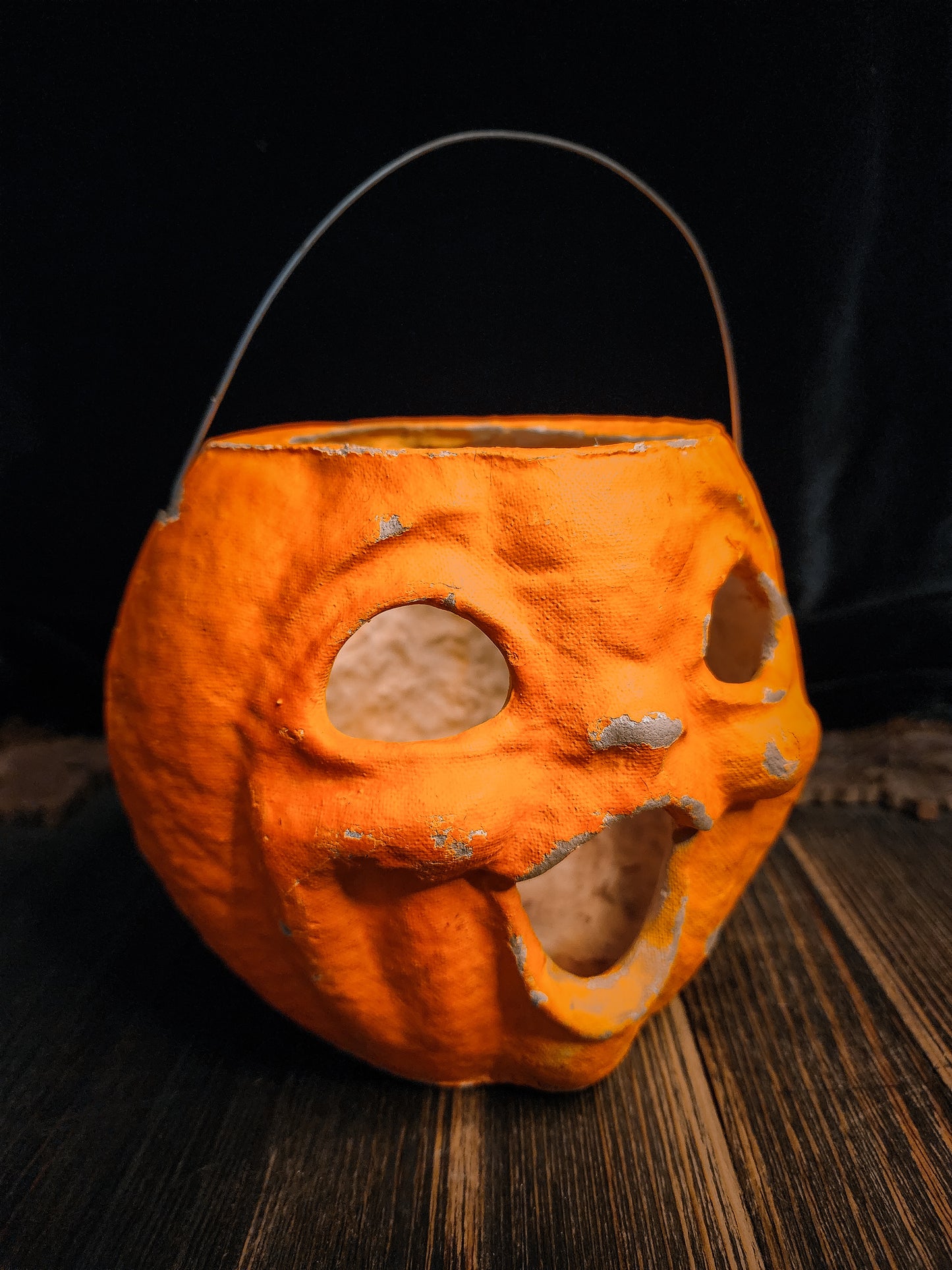 Vintage Paper Mache Pumpkin Halloween Lantern