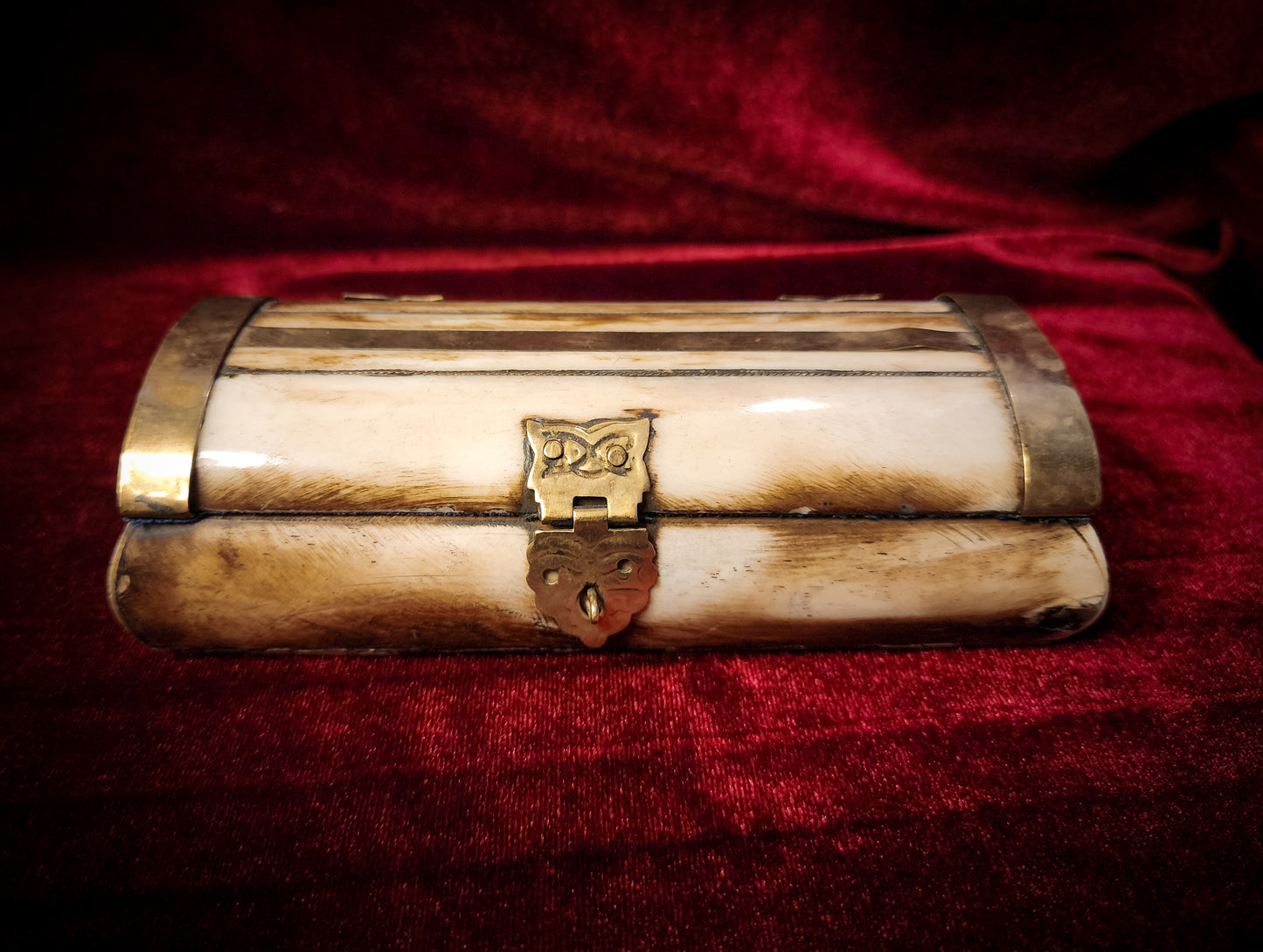 Vintage Bone and Brass Trinket Box
