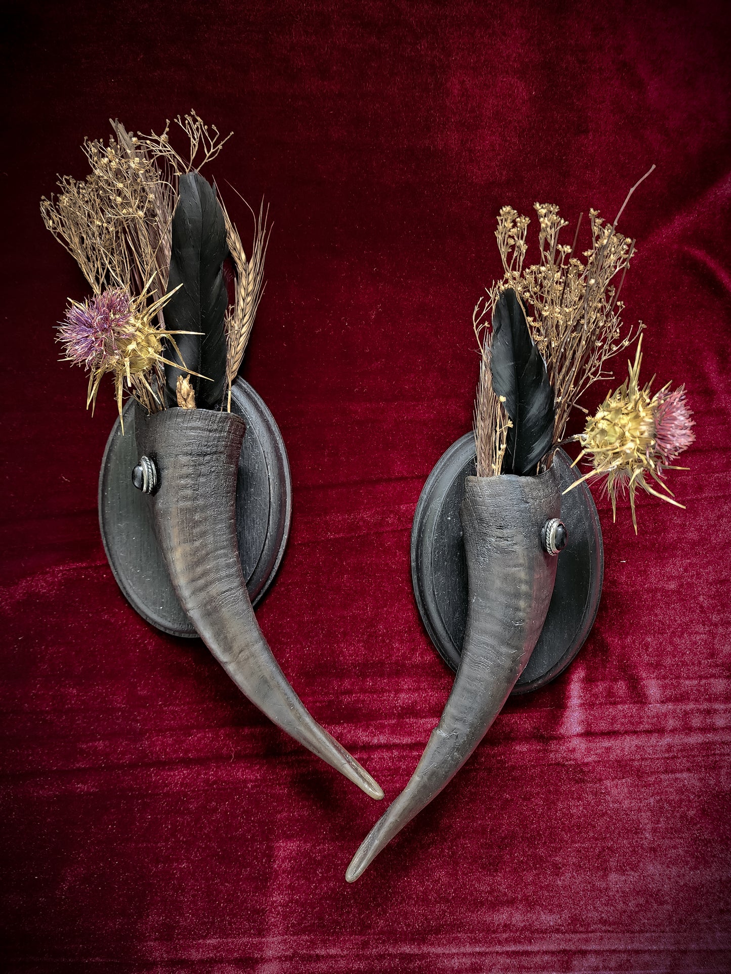 Goat Horn Floral Plaques