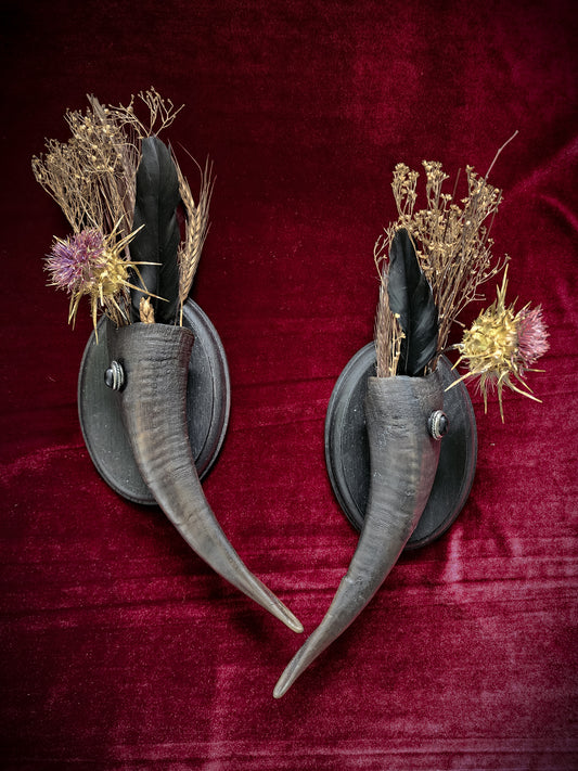 Goat Horn Floral Plaques