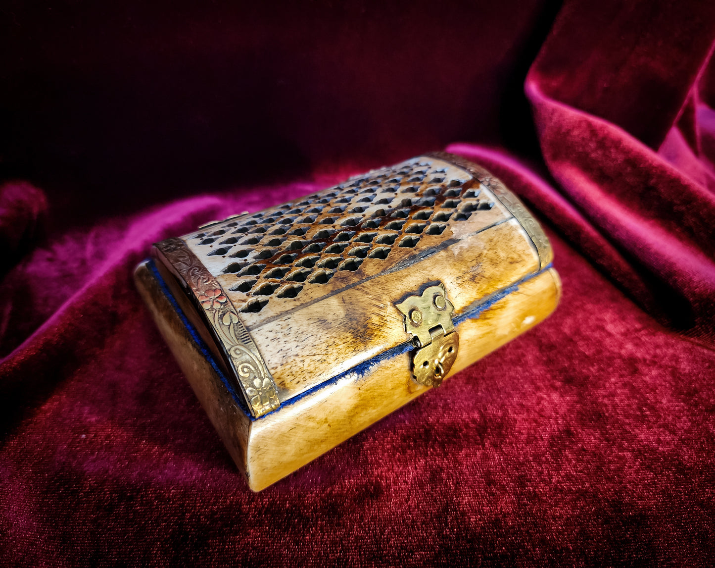 Vintage Bone and Brass Trinket Box