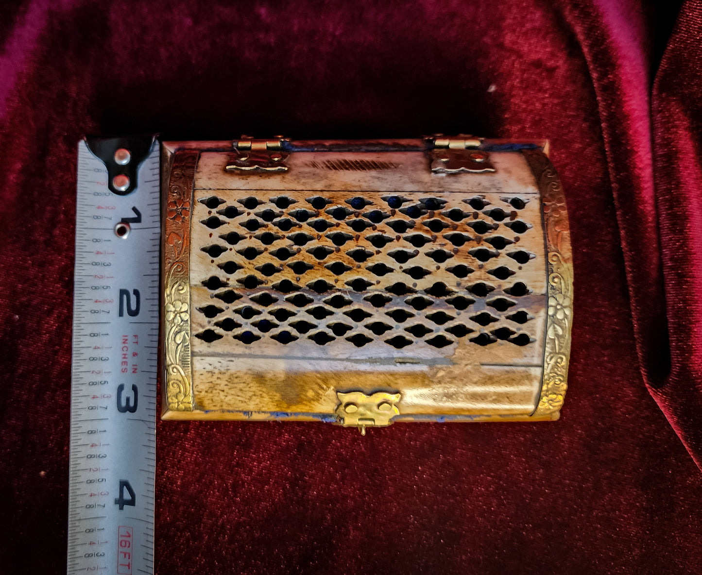 Vintage Bone and Brass Trinket Box